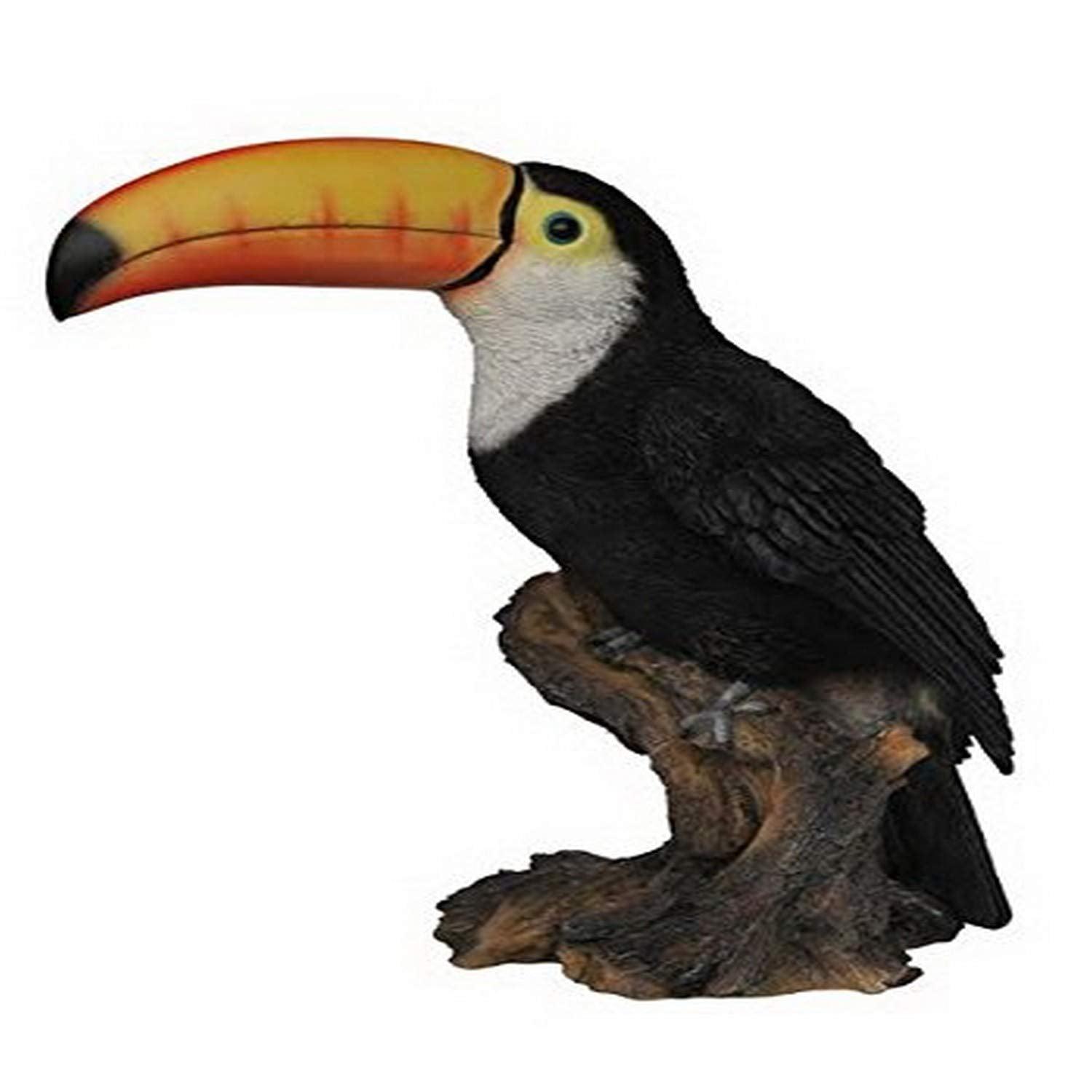 Life-Like Polyresin Toucan on Tree Stump Statue