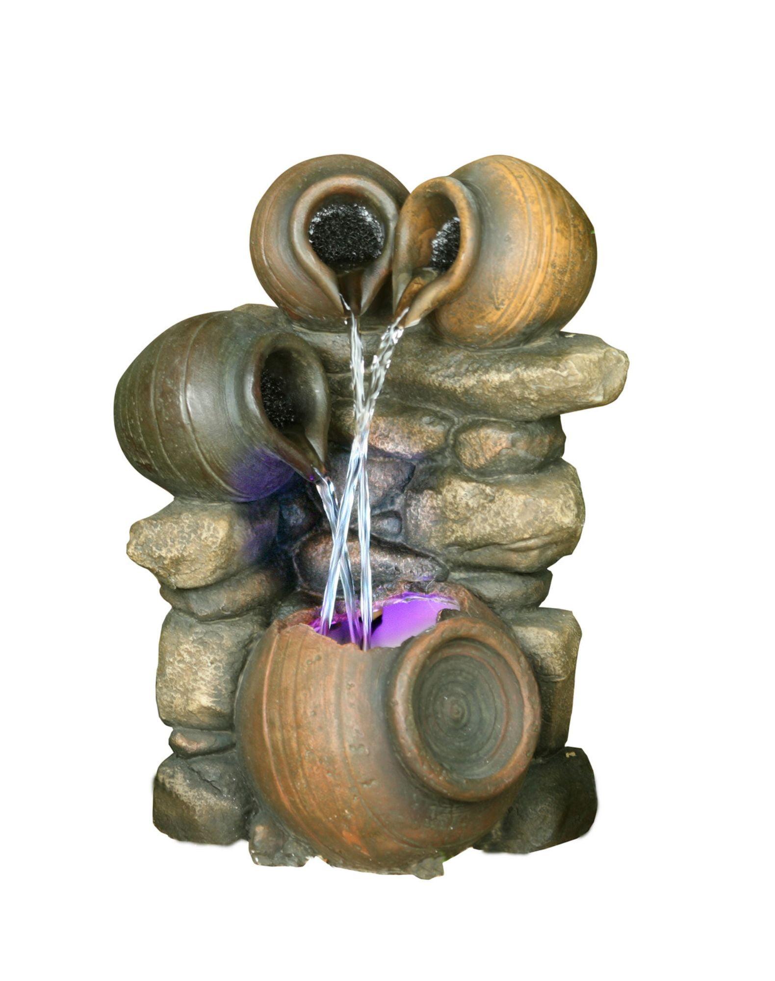 Hi-Line Gift Ltd. 3 Jugs Pour Into One With RGB LED Lights Fountain