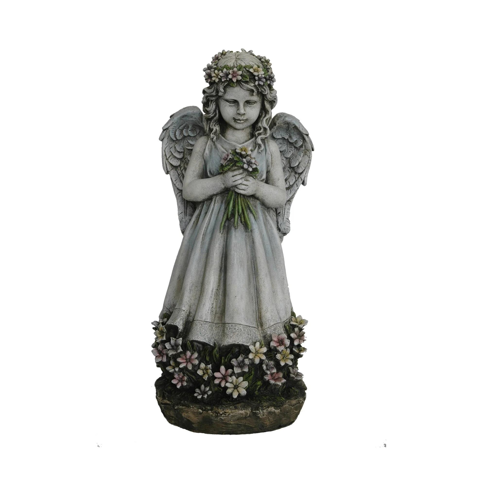 Hi-Line Gift Ltd. Angel Holding Flowers Statue
