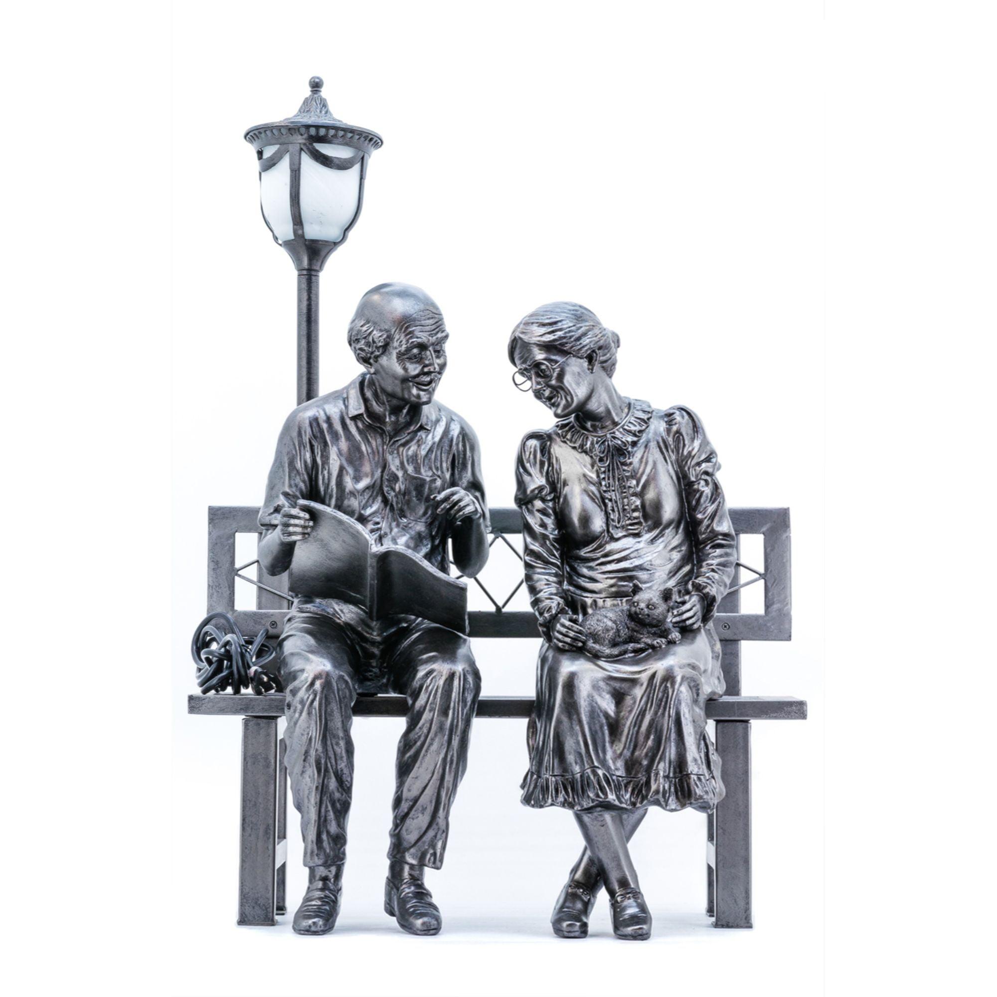 Hi-Line Gifts 36.5" Old Couple with Street Lamp Outdoor Garden Statue