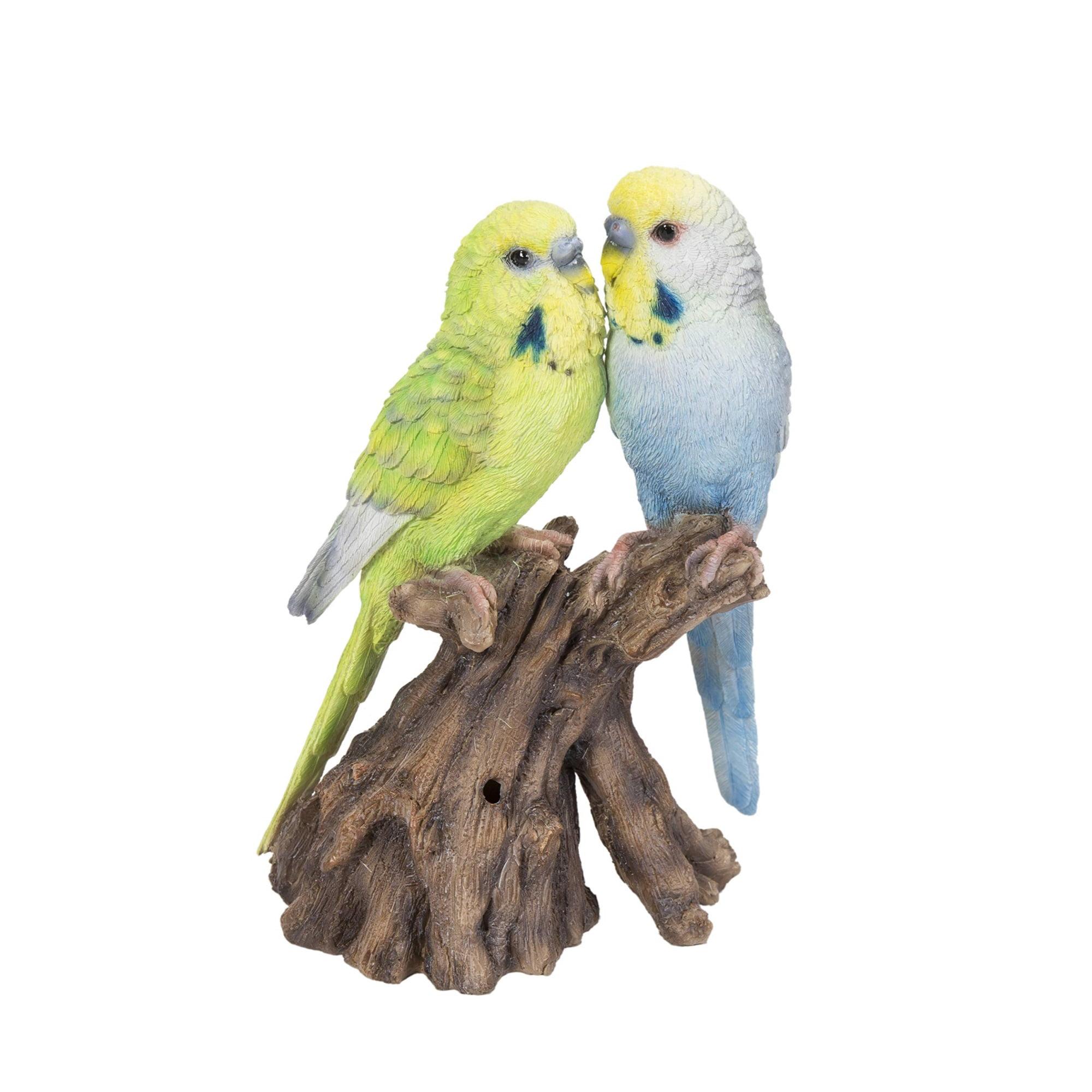 Hi-Line Gift Ltd. Motion Activated Singing Couple Budgerigar on Stump