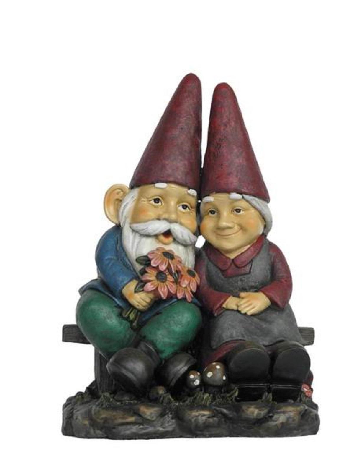 Hi-Line Gift Ltd. Gnome Old Couple On Bench Statue