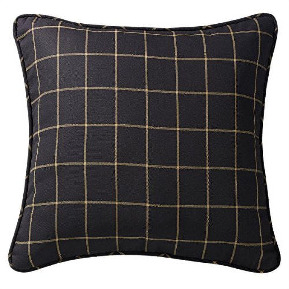 Black and Tan Plaid Cotton Polyester Euro Sham, 27 x 27"