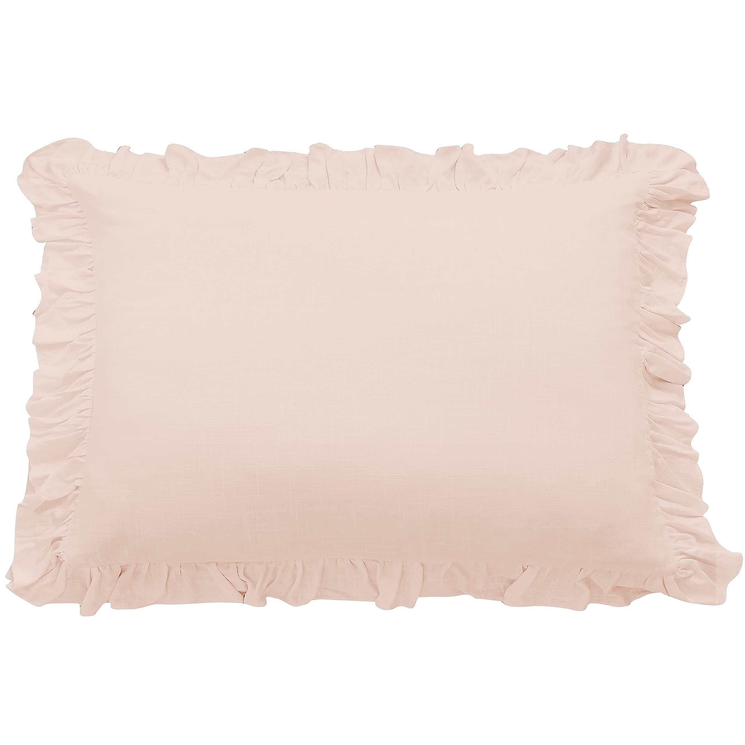 HiEnd Accents Lily Washed Linen Ruffled Classic Chic Romantic Farmhouse Pillow Sham