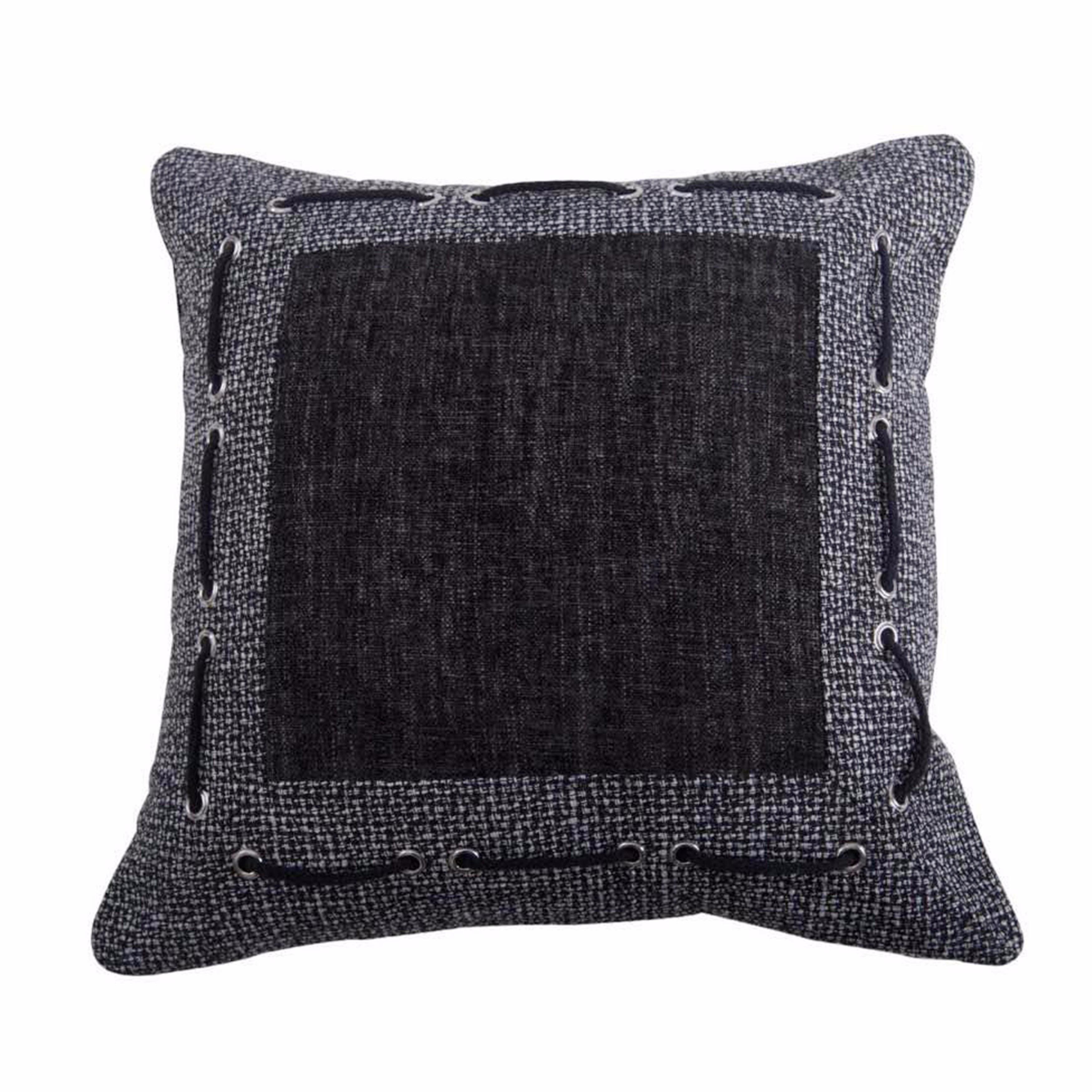 HiEnd Accents Hamilton Gray/Black Rope Design Traditional Urban Rustic 18x18 inch Throw Pillow