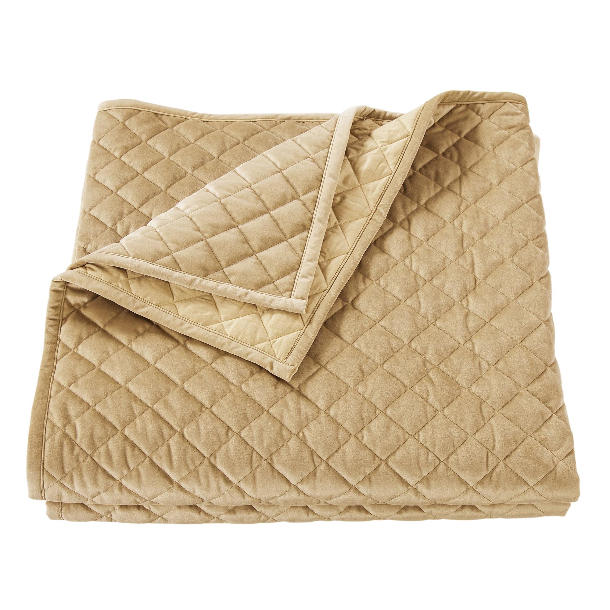 Gold Velvet Diamond Twin Quilt Set with Cotton Fill