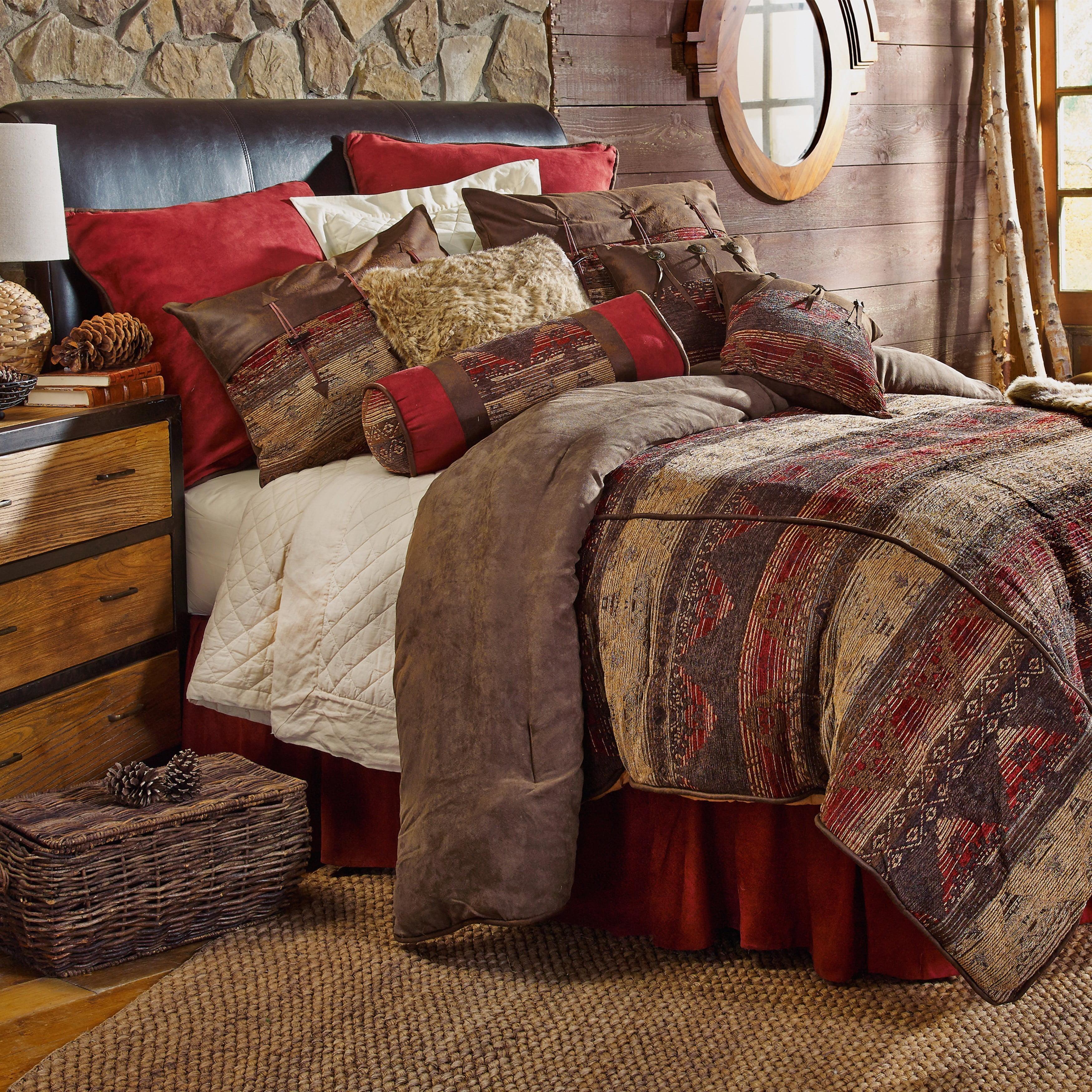 Paseo Road by HiEnd Accents Sierra Brown/Red/Tan Aztec Print Western Rustic Comforter Set