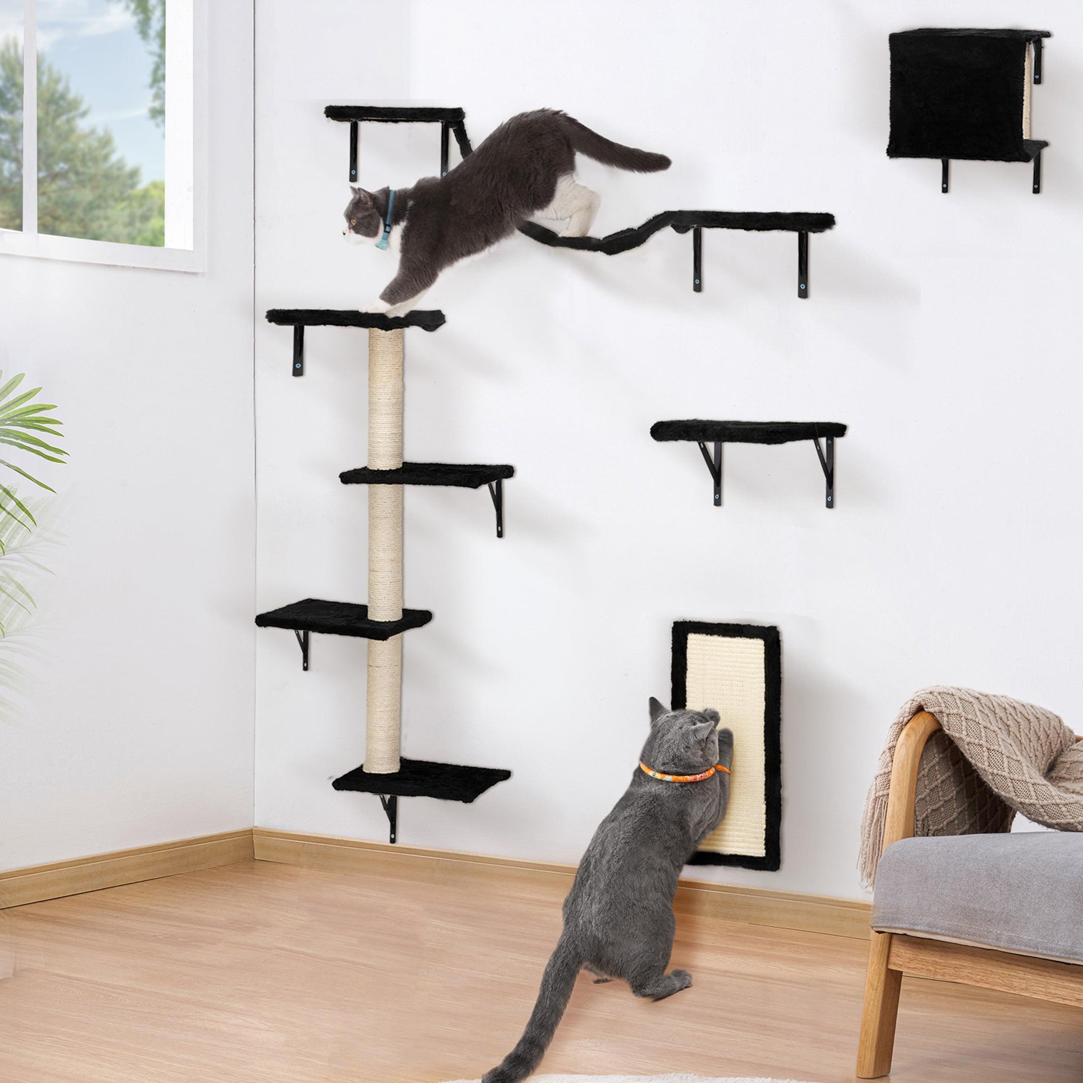 Coziwow 5 Pcs Wall Mounted Cat Tree Climb Furniture Set for Cat Play & Fun - Black