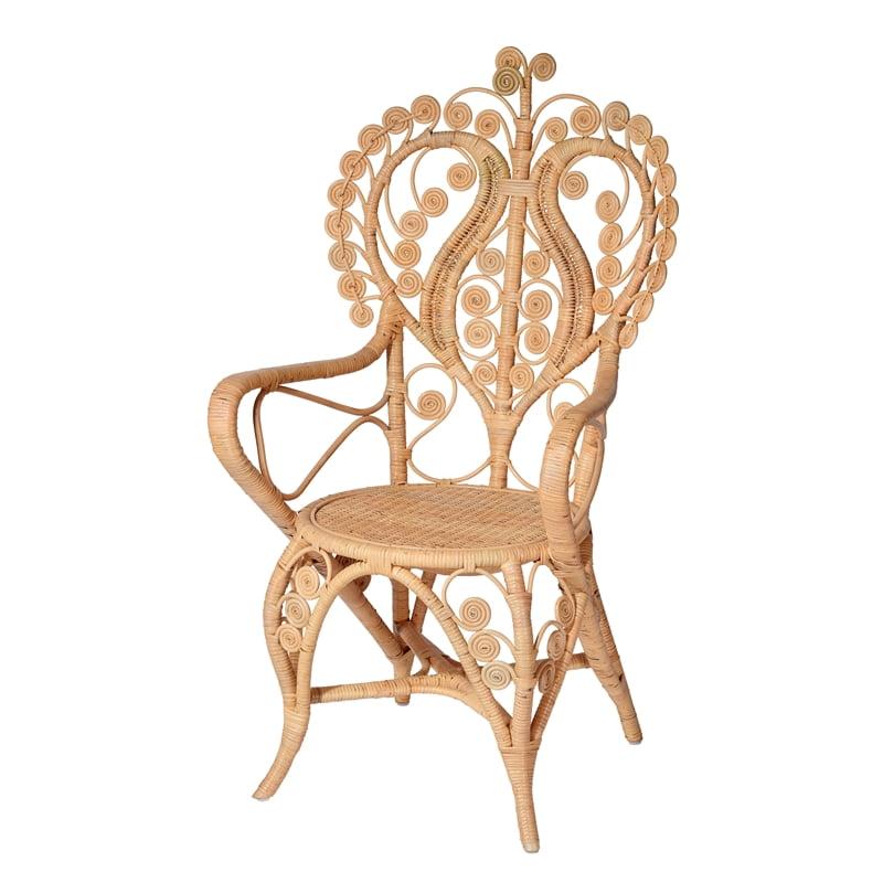 Beige Handcrafted Rattan Armchair with Natural Finish