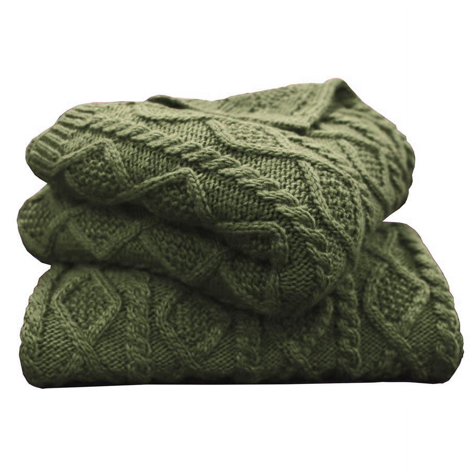 HiEnd Accents Cable Knit Wool Solid Textured Sweater Soft Classic Lodge Throw Blanket