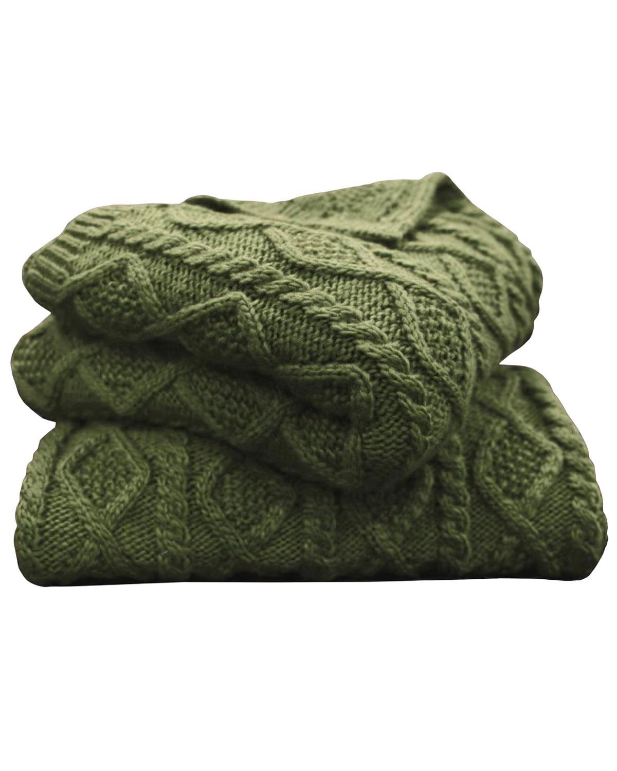 HiEnd Accents Cable Knit Wool Solid Textured Sweater Soft Classic Lodge Throw Blanket