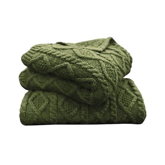 HiEnd Accents Cable Knit Wool Solid Textured Sweater Soft Classic Lodge Throw Blanket