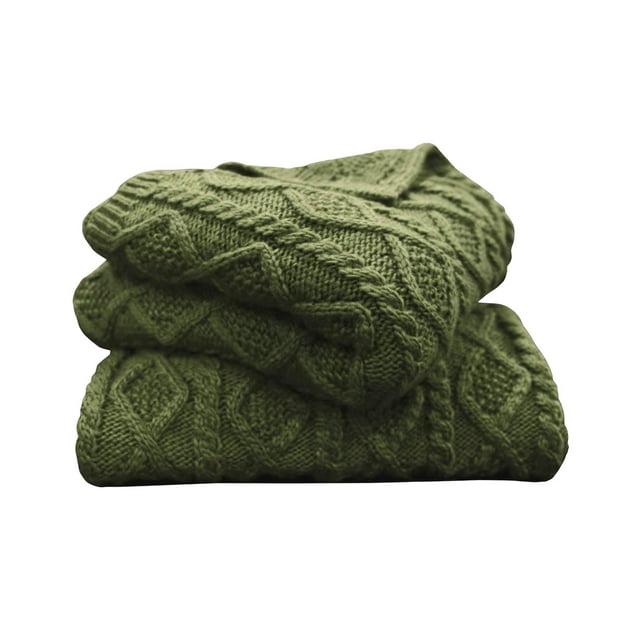 HiEnd Accents Cable Knit Wool Solid Textured Sweater Soft Classic Lodge Throw Blanket