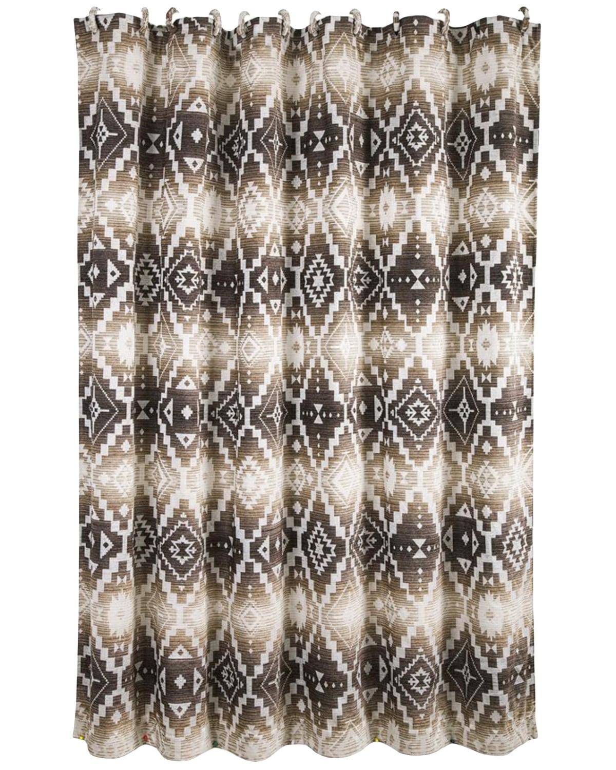 Paseo Road by HiEnd Accents Chalet Cream/Taupe Aztec Print Southwestern Style 72x72 inch Shower Curtain + Hooks
