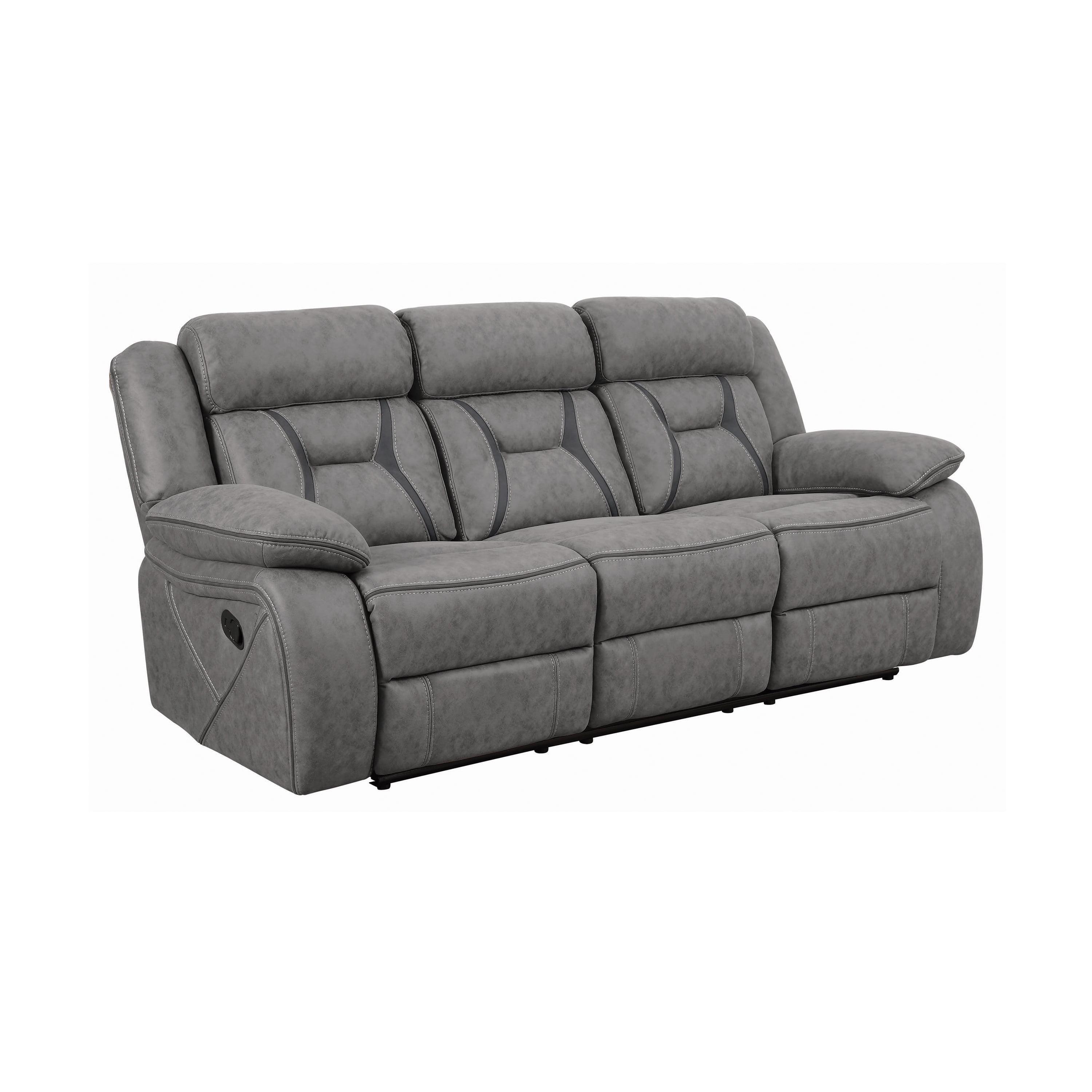 Houston Collection 84" Gray Faux Leather Reclining Sofa