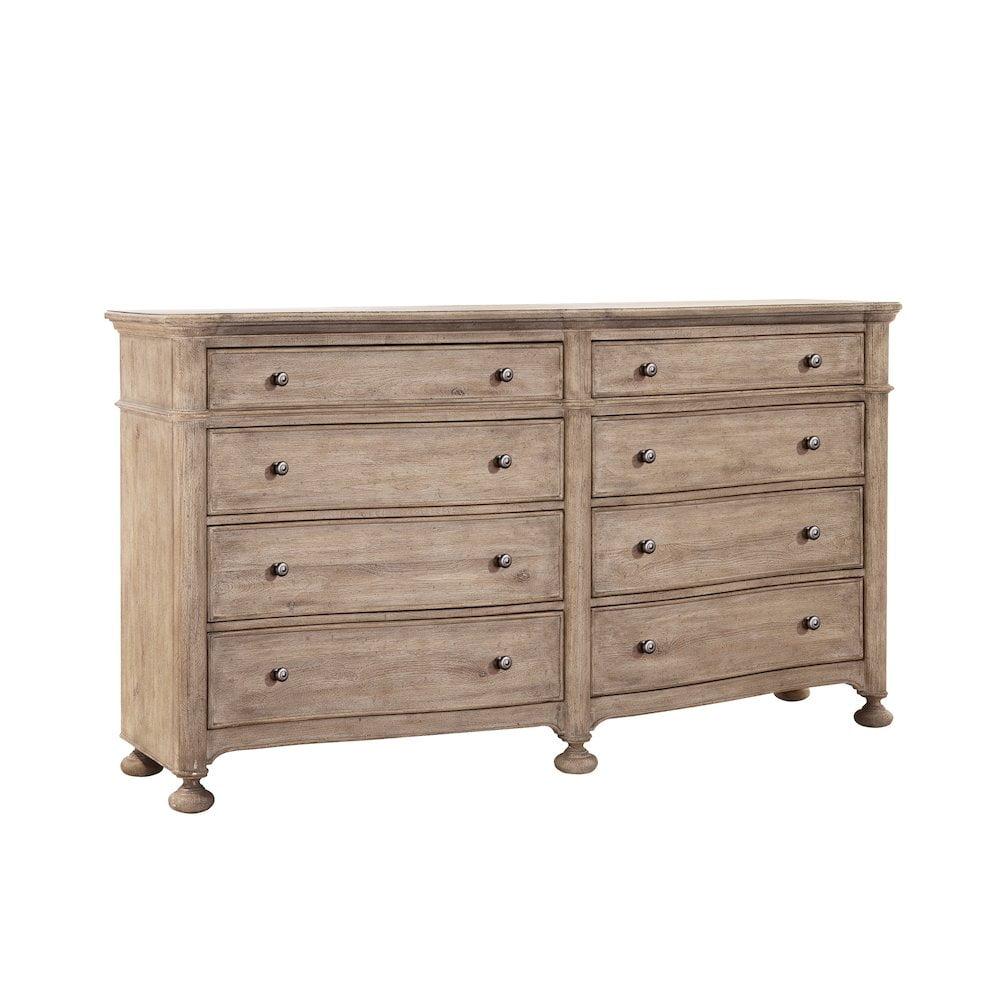 Woodland Stone 8-Drawer Rubberwood Dresser with Pewter Hardware