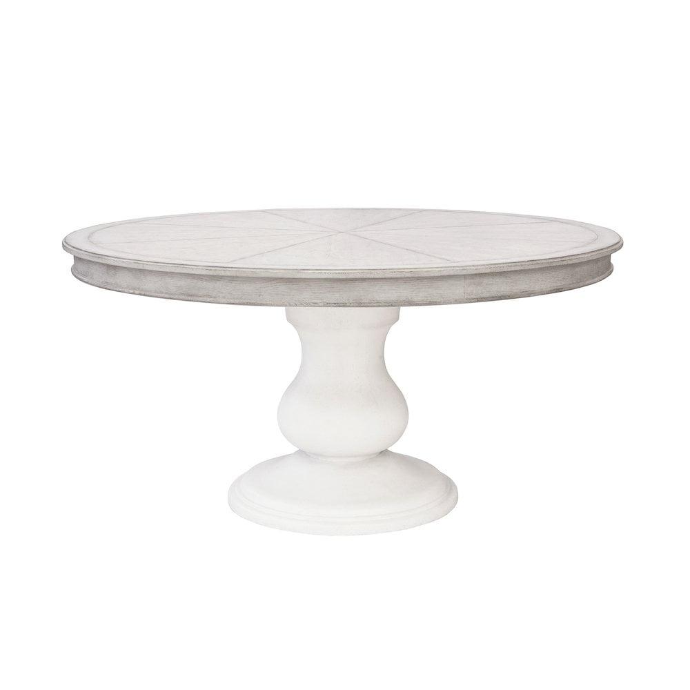 Higgins Street Cream Round Wood Pedestal Dining Table