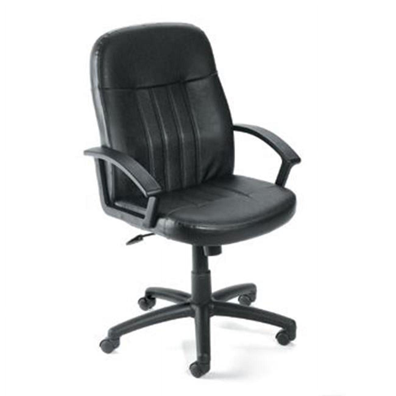 Executive Leather Budget Chair Black - Boss Office Products: Swivel, Lumbar Support, 250lb Capacity