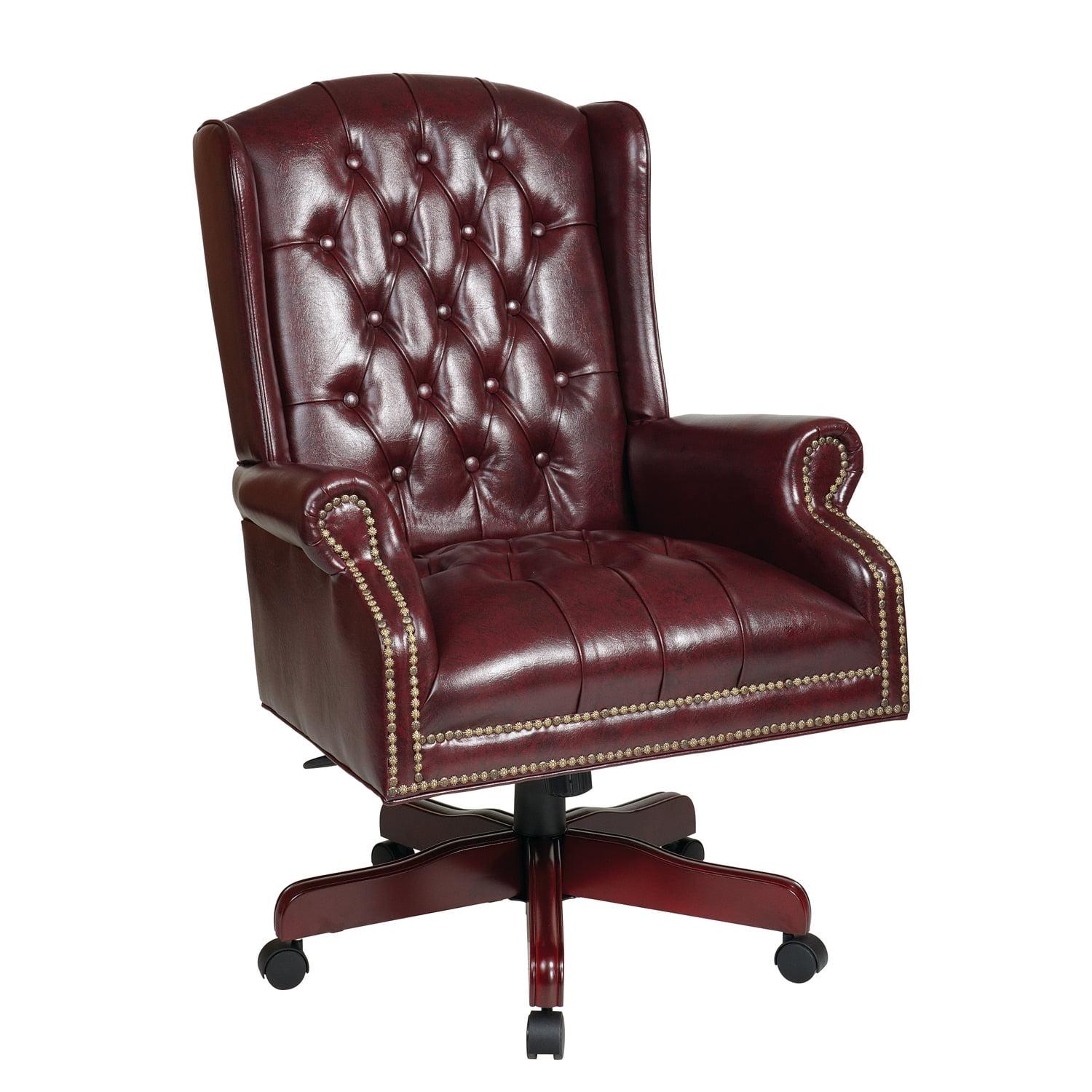 Brown High Back Executive Swivel Chair with Mahogany Base