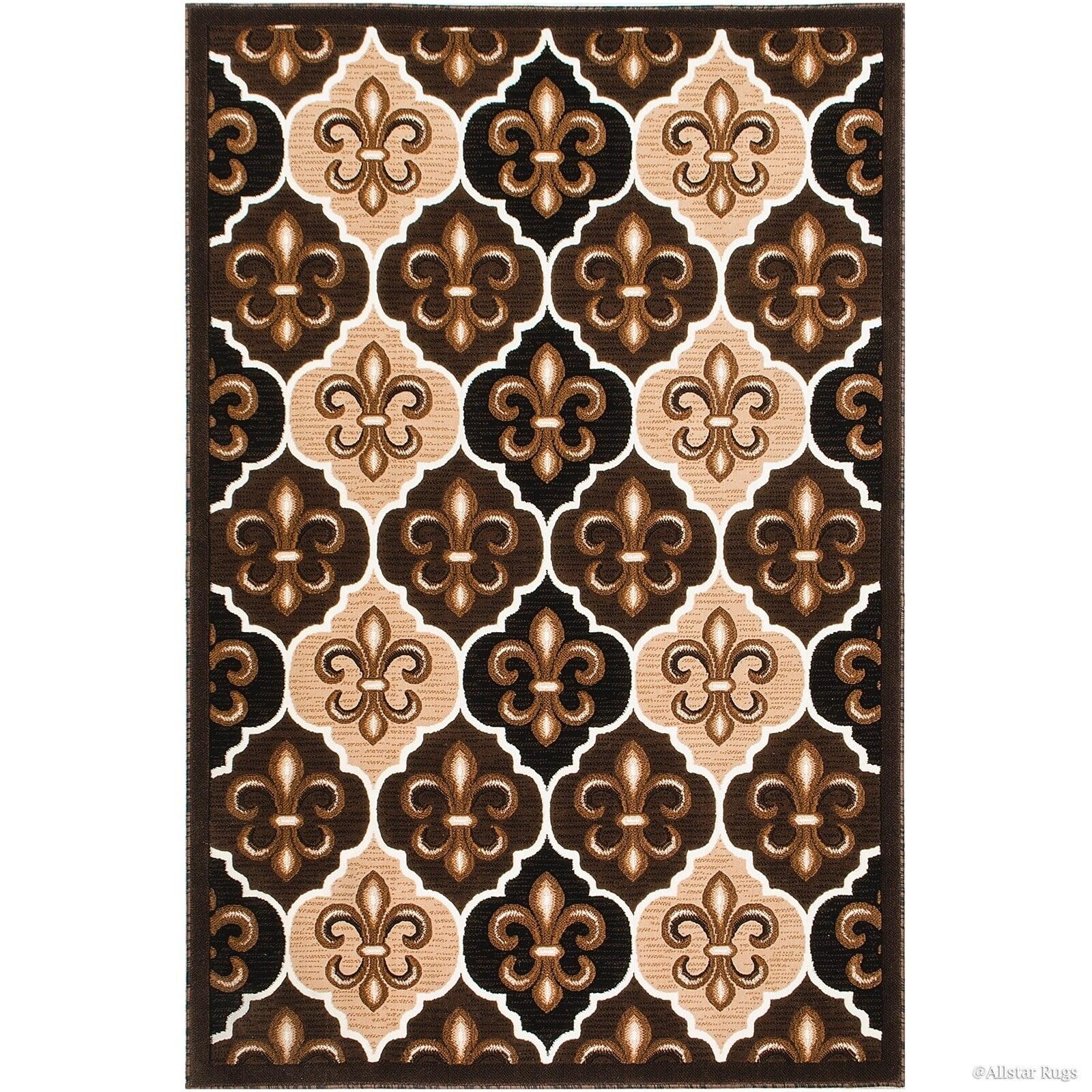 Allstar Rugs Allstar Modern Floral Fleur De Lis Design Rug 4' 11"x6' 11" 5' x 8'