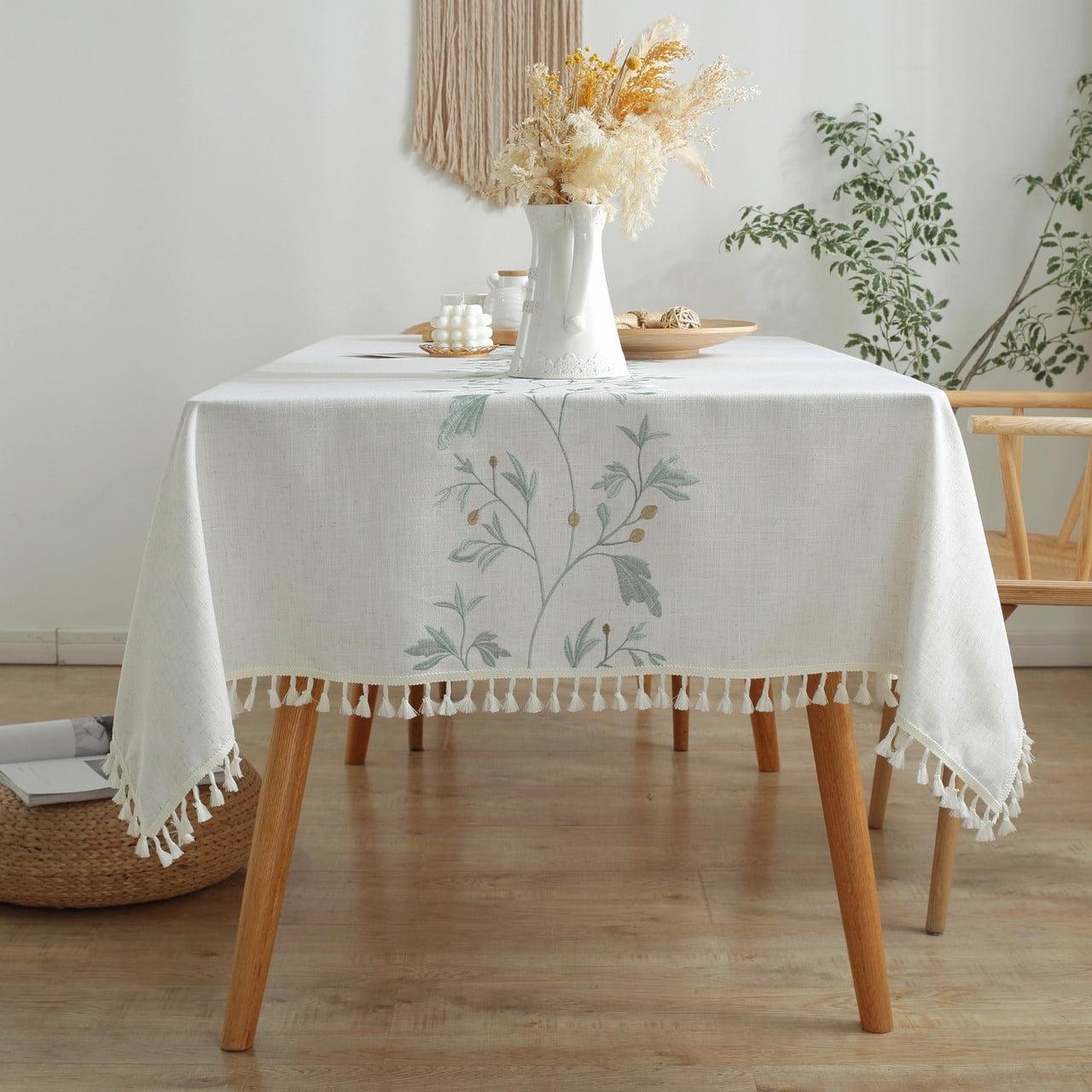 High Quality Washable Wrinkle Free Tablecloth with Tassel For Dinning Table
