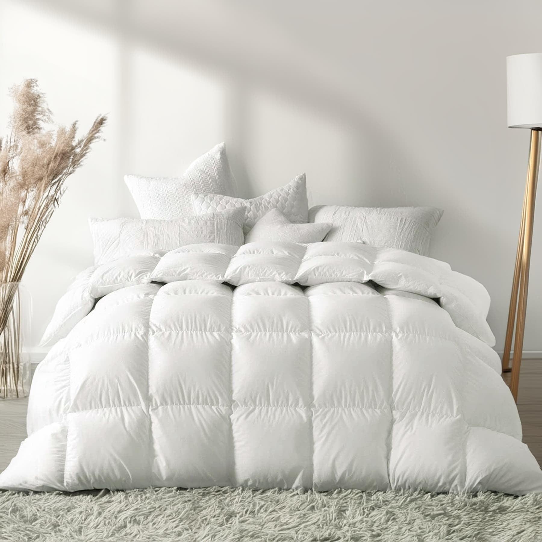 Highland Feather Winter Cozy Series Edredón de Plumas de Ganso Blanco Premium Extra Cálido Completo - 850 Loft