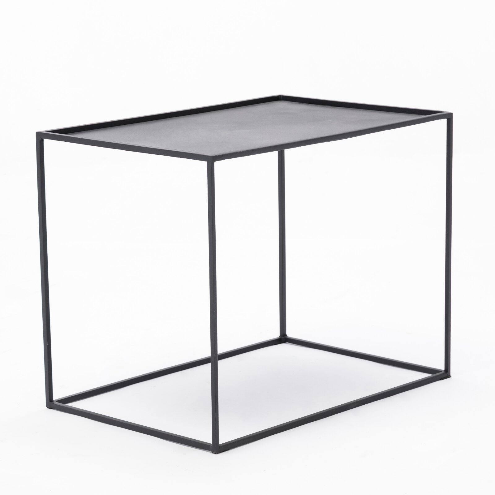 Dark Gray Oak and Metal Rectangular End Table