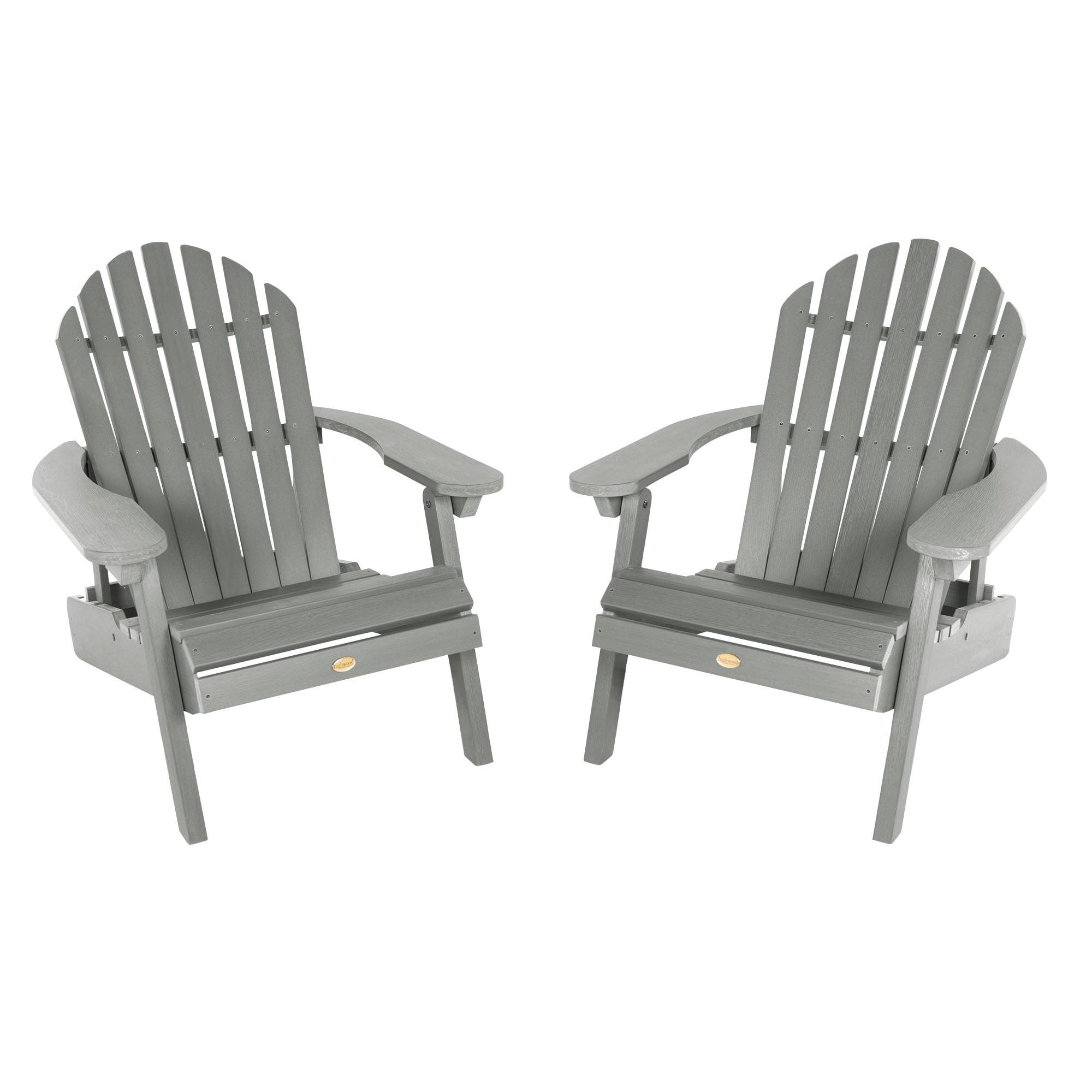 Hamilton 2pk Folding & Reclining Adirondack Chairs - Coastal Teak - highwood: Weather-Resistant Outdoor Seating