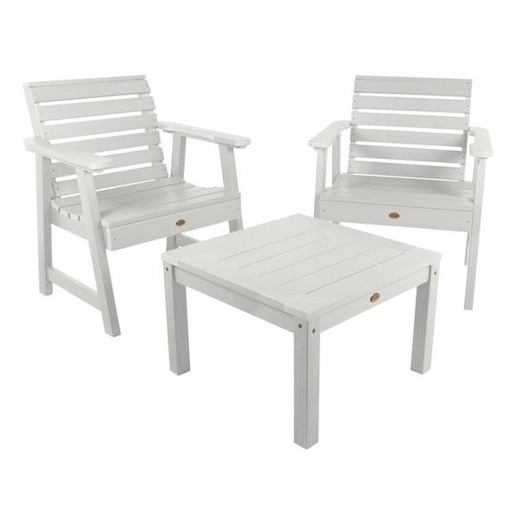 Highwood 3-pc Weatherly Garden Chair Set with 1 Square Side Table - Outdoor, Eco-friendly, Synthetic Wood