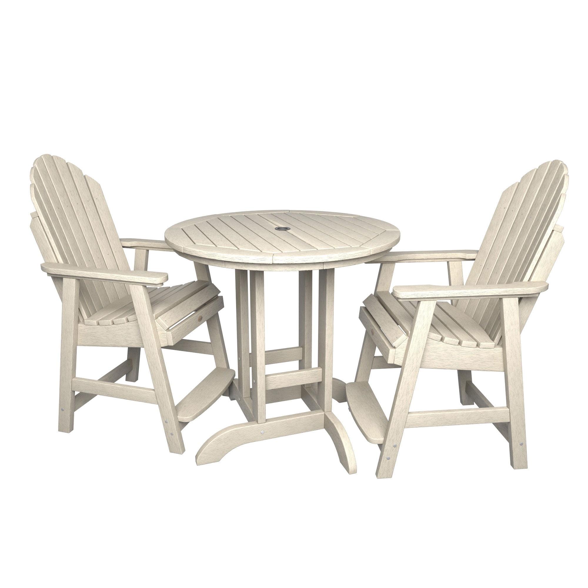 Whitewash Plastic Adirondack 3-Piece Counter Height Dining Set