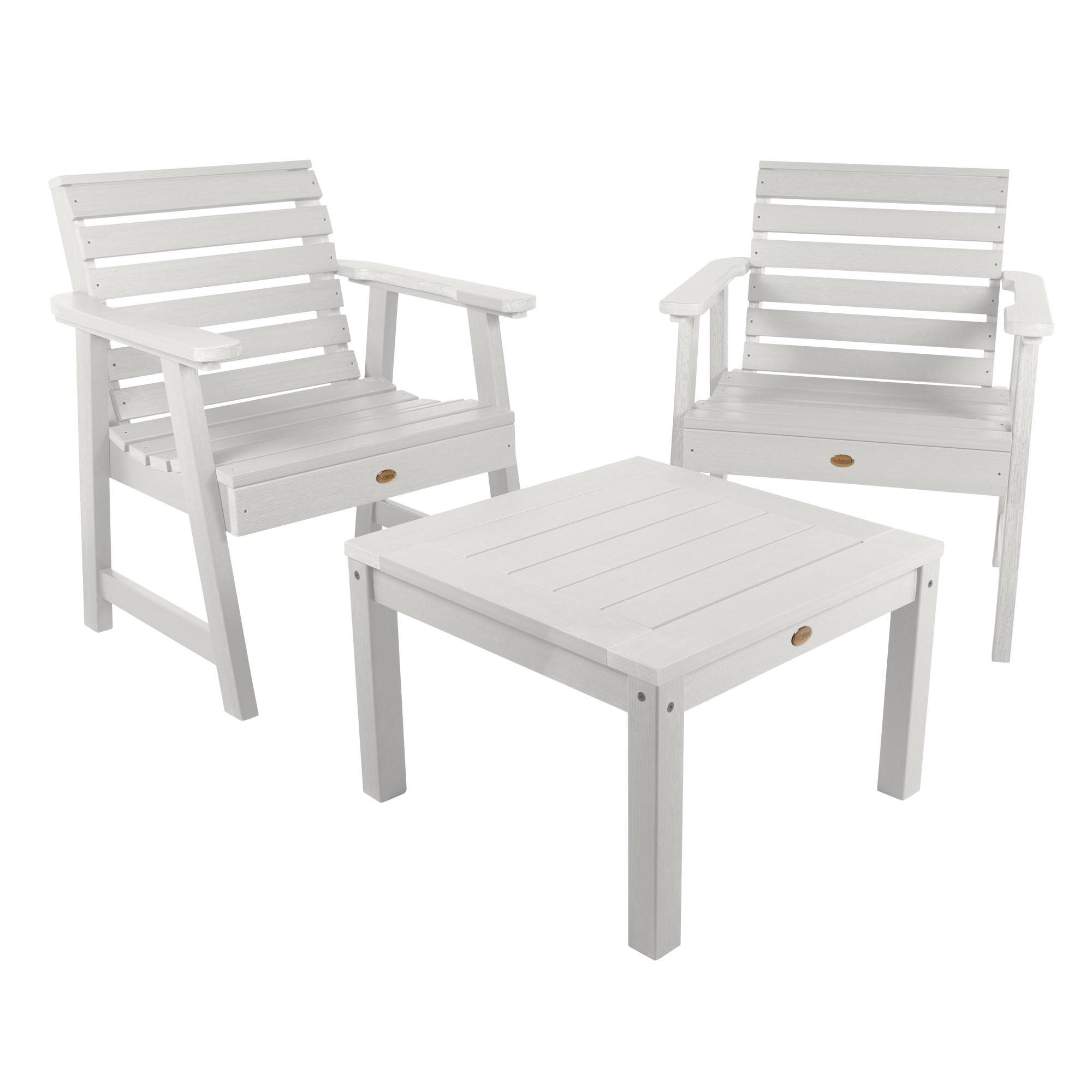 White Weatherly 2-Person Garden Chairs with Square Side Table