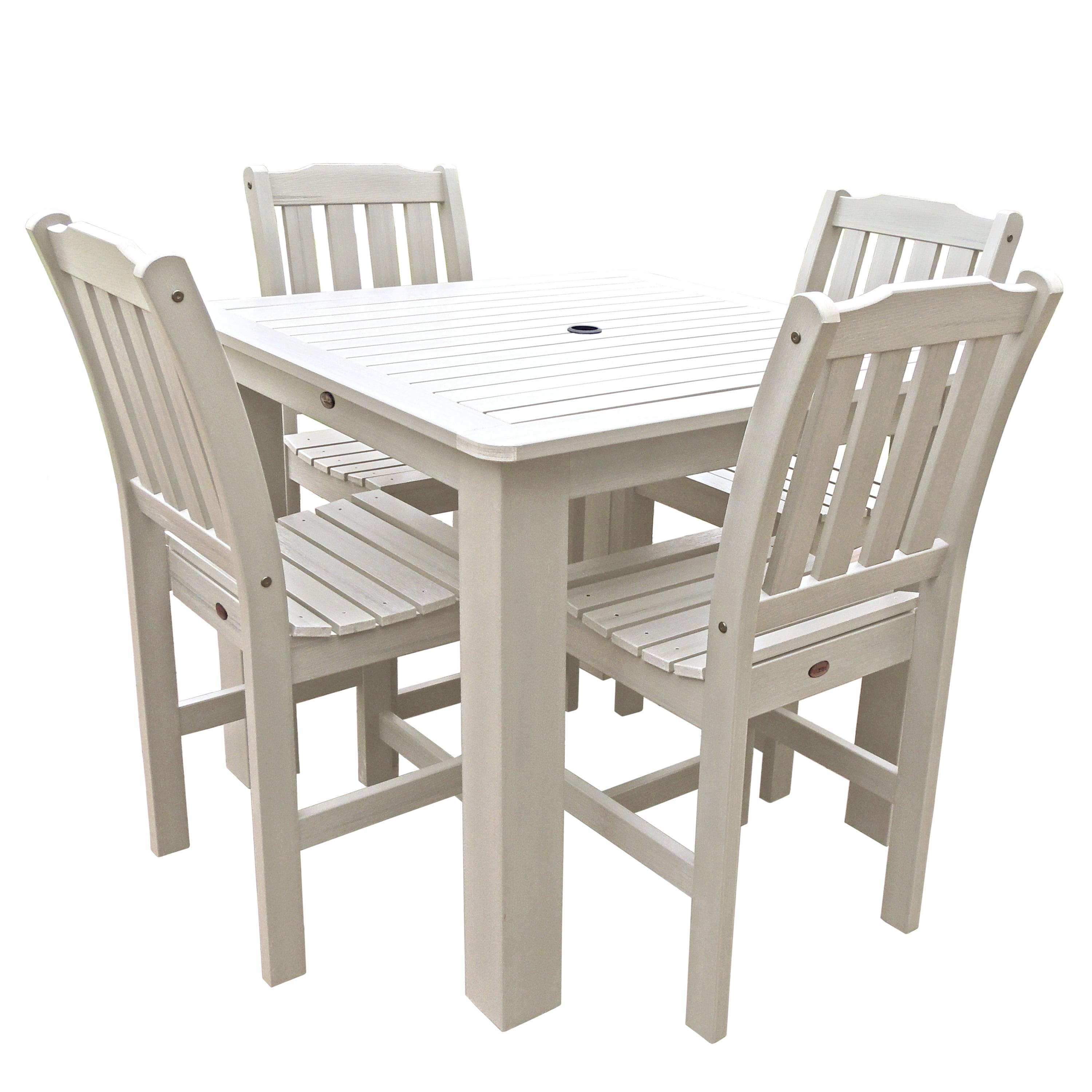 Lehigh Whitewash 5pc Square Counter Height Dining Set for 4