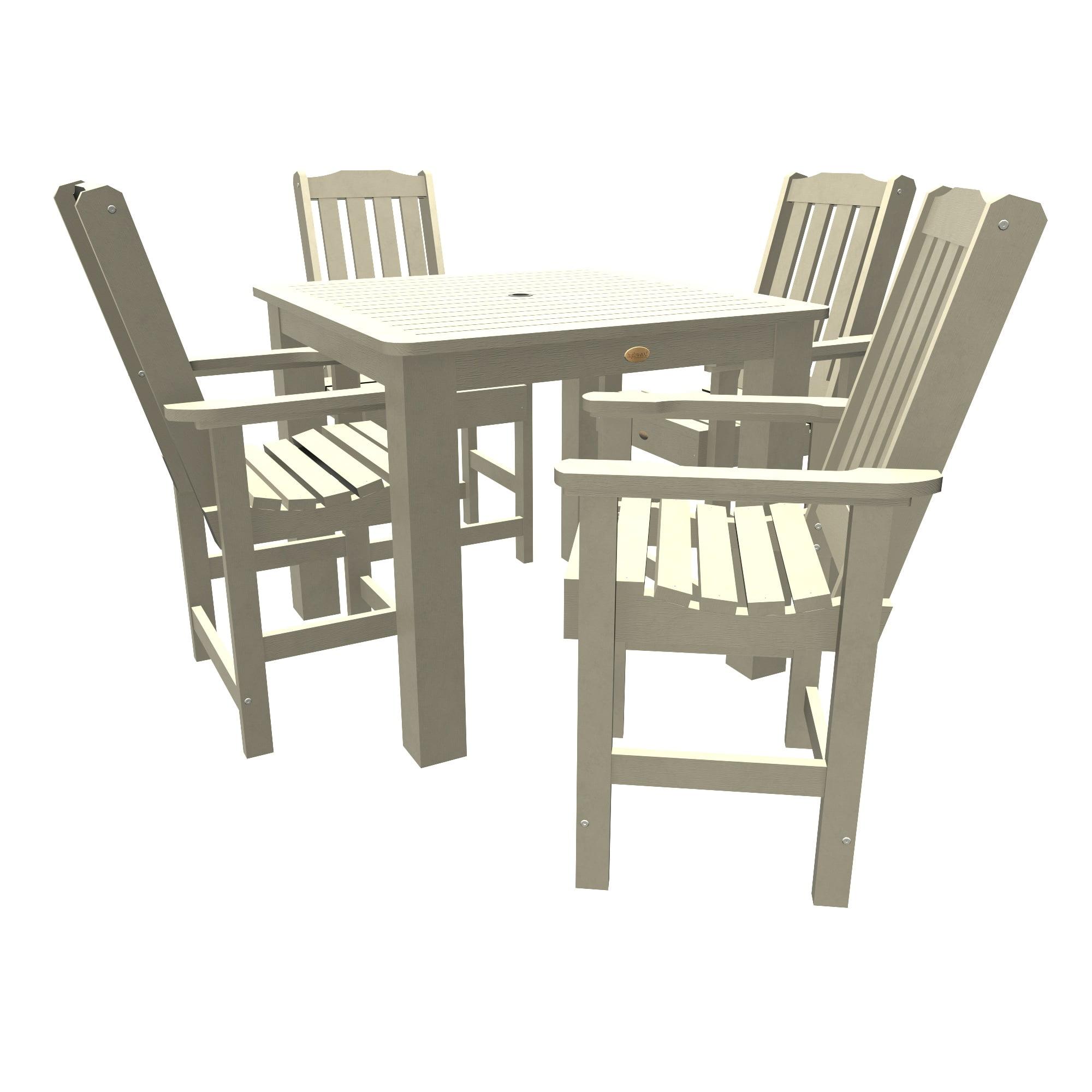 Lehigh Whitewash 5pc Square Counter Height Dining Set for 4