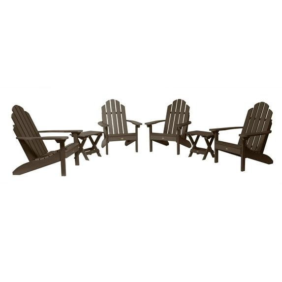 Highwood 6-pc Classic Westport Adirondack Set with 4 Classic Westport Adirondack Chairs and 2 Folding Side Tables - Outdoor, Eco-friendly, Synthetic Wood