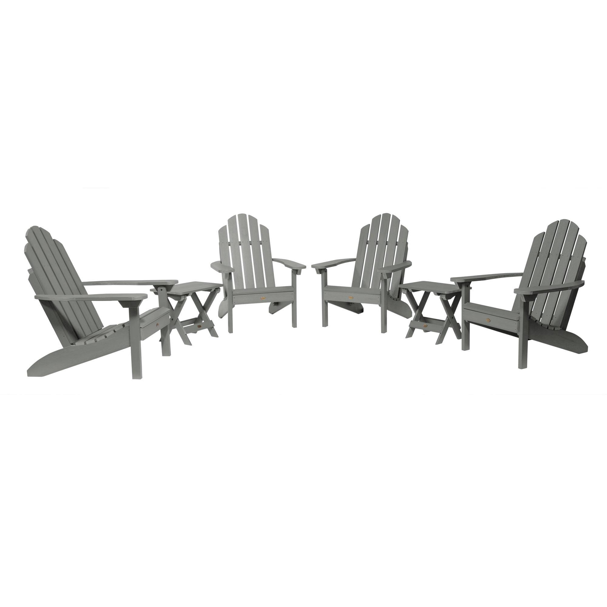 Highwood 6-pc Classic Westport Adirondack Set with 4 Classic Westport Adirondack Chairs and 2 Folding Side Tables - Outdoor, Eco-friendly, Synthetic Wood