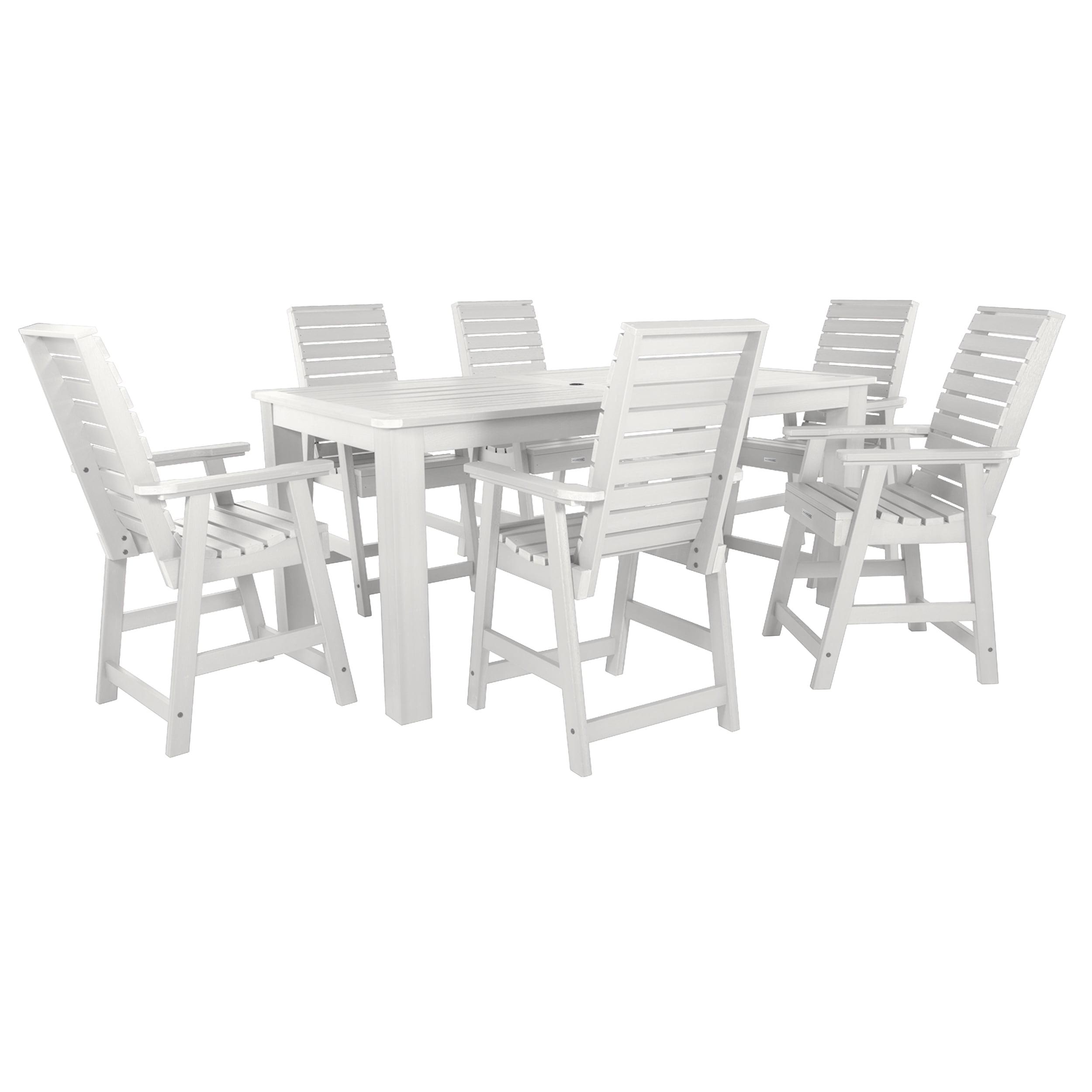 Highwood 7-pc Weatherly Dining Set - 42" x 84" Rectangle Table, Counter Height, Outdoor, Eco-friendly, Synthetic Wood