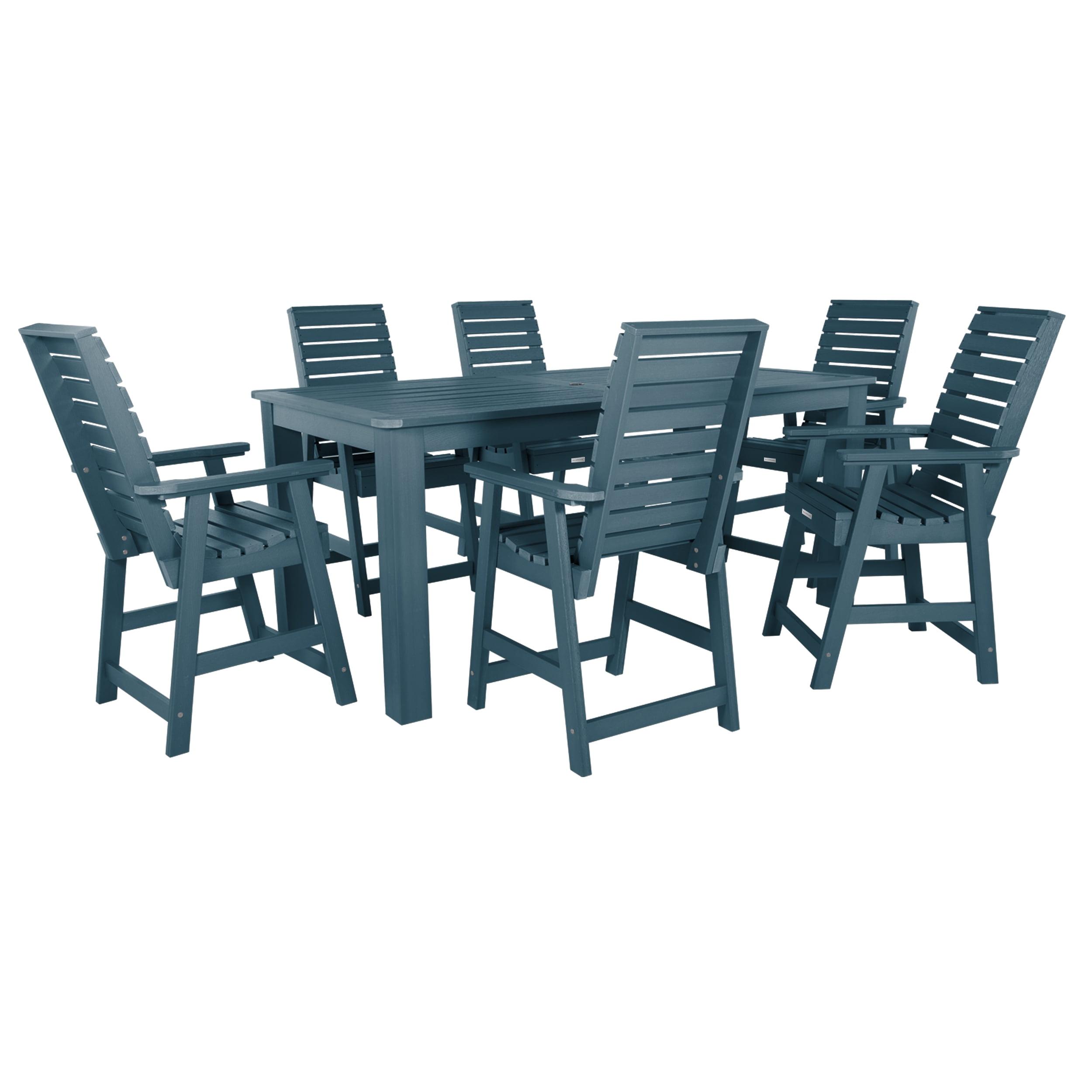 Highwood 7-pc Weatherly Dining Set - 42" x 84" Rectangle Table, Counter Height, Outdoor, Eco-friendly, Synthetic Wood