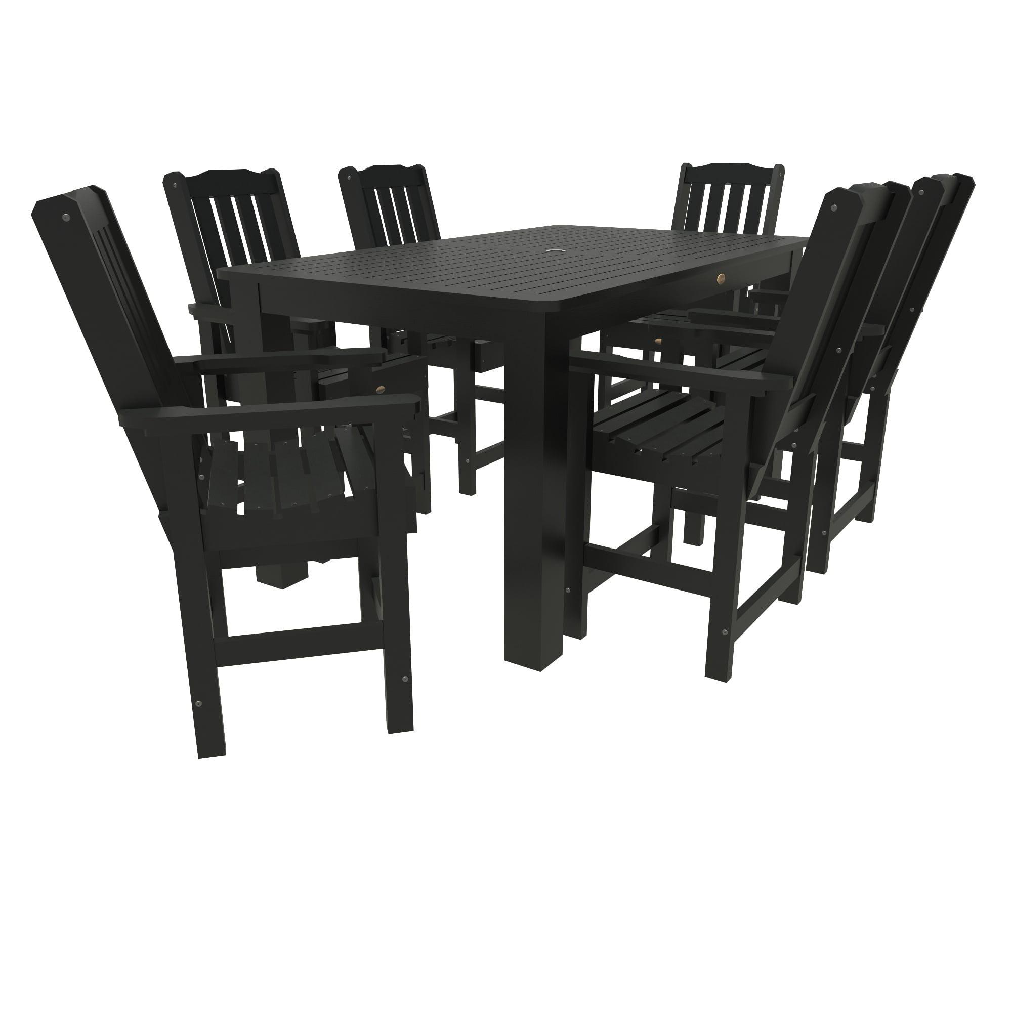 Lehigh Black Bamboo 7-Piece Outdoor Dining Set for 6