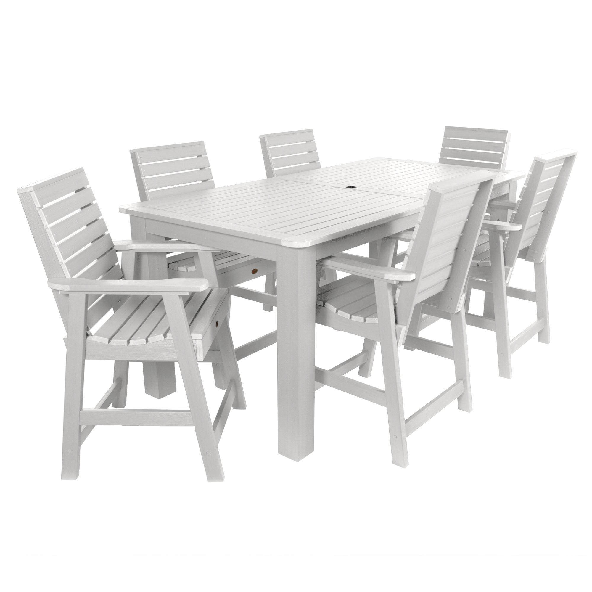 Modern White 7-Piece Rectangular Counter Height Dining Set for 6