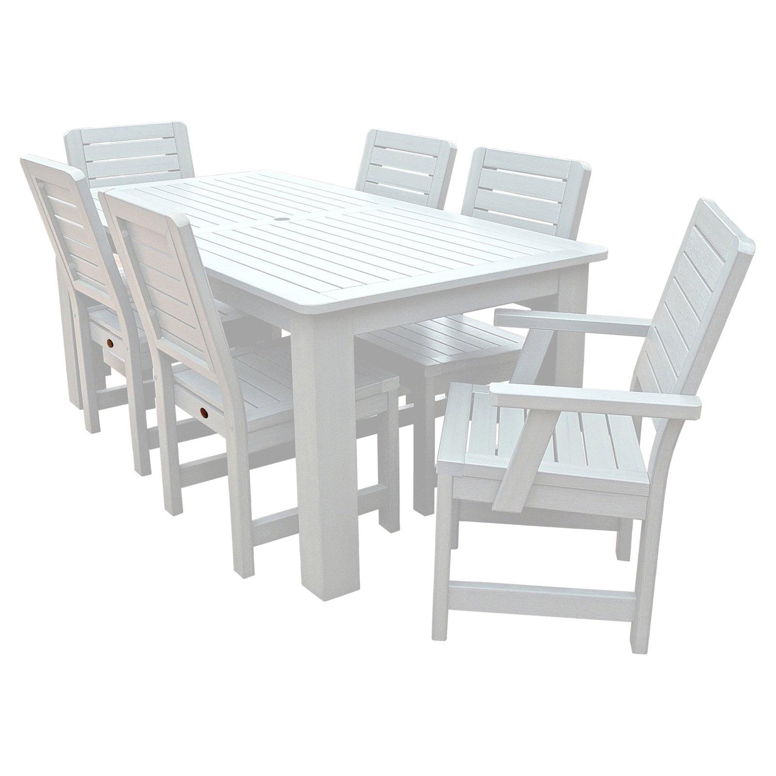 Modern White 7-Piece Rectangular Counter Height Dining Set for 6