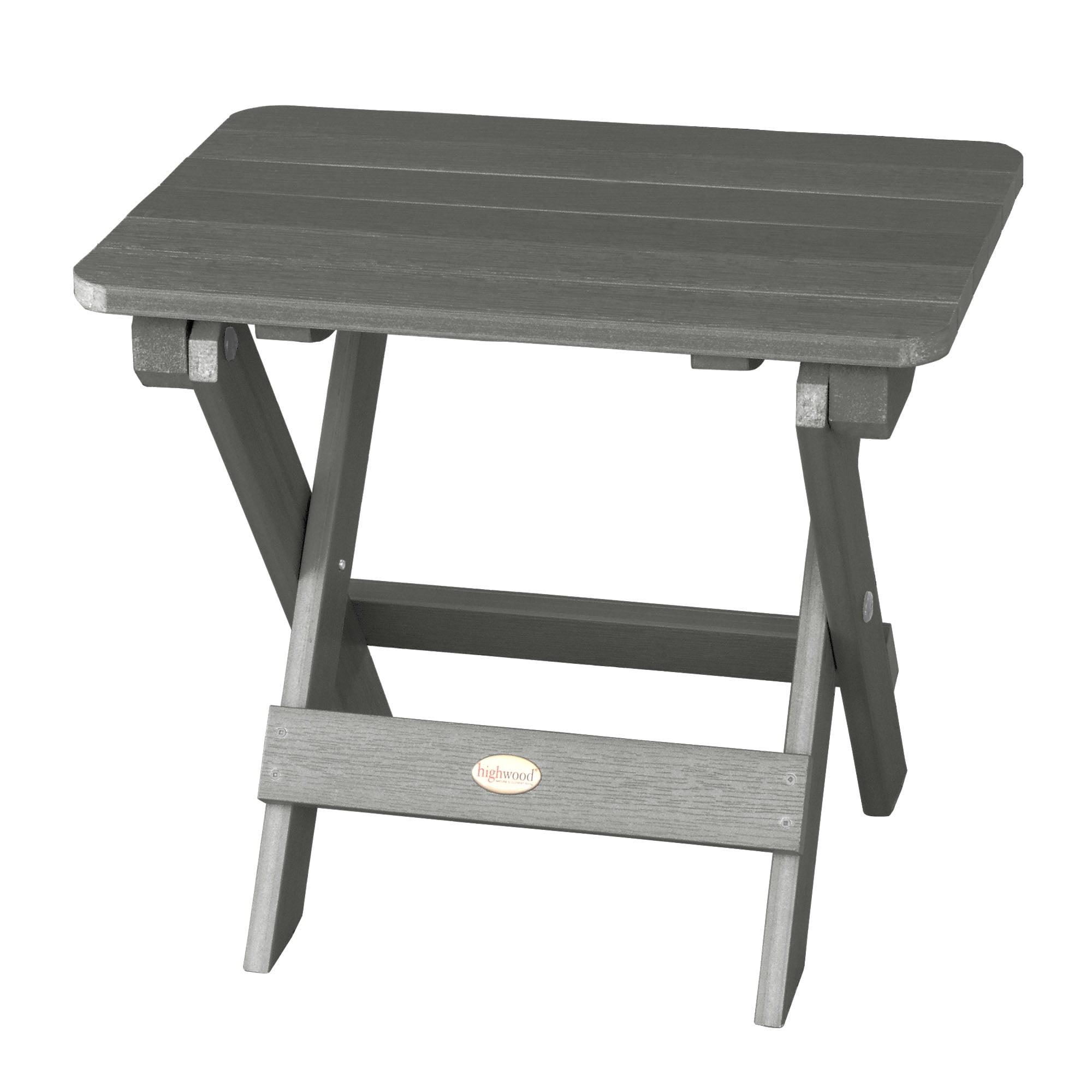 Folding Adirondack Side Table Coastal Teak Gray- Highwood: Weather-Resistant, 304-Grade Stainless Hardware, No Assembly Required