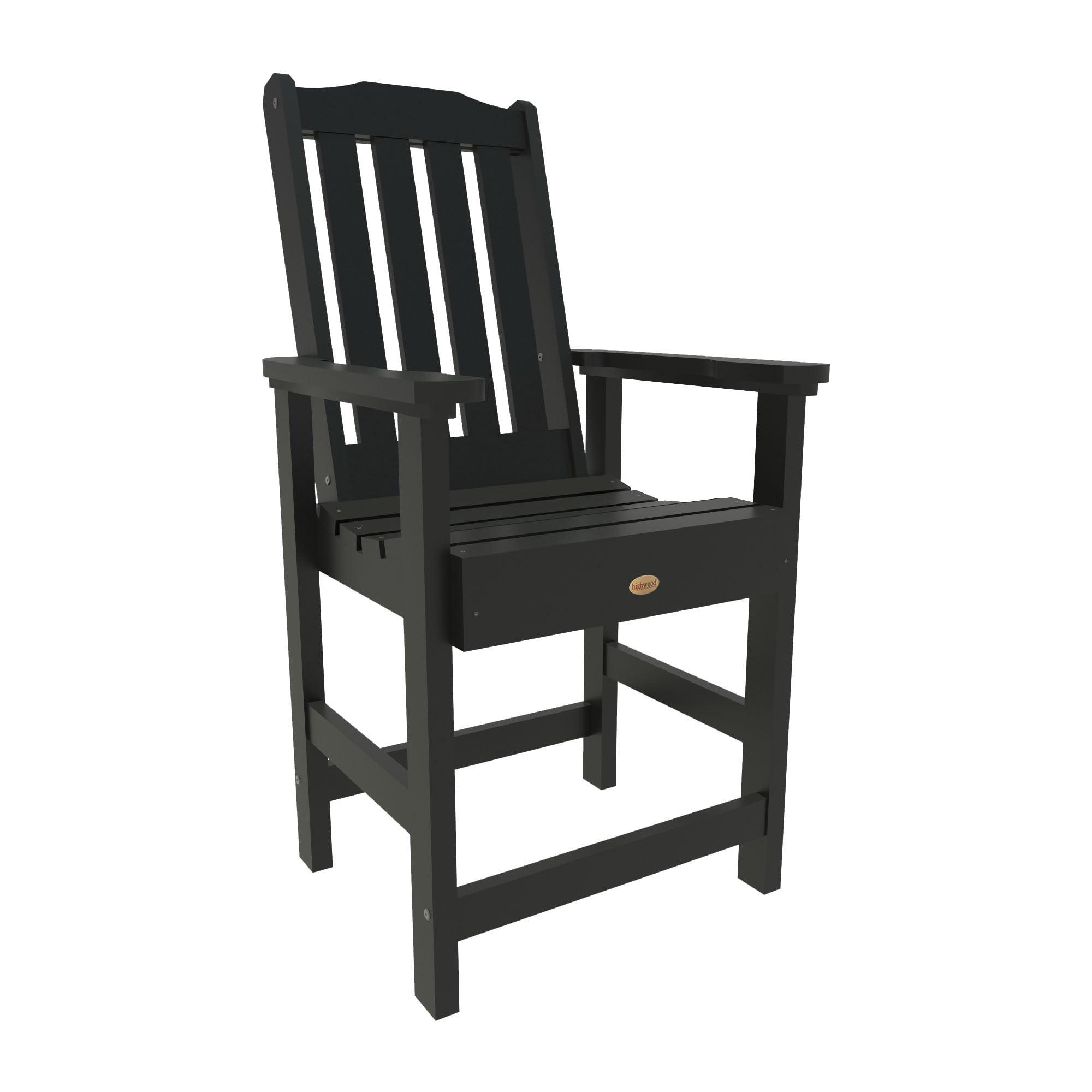 Elegant Lehigh Black Poly Resin Outdoor Counter Height Armchair