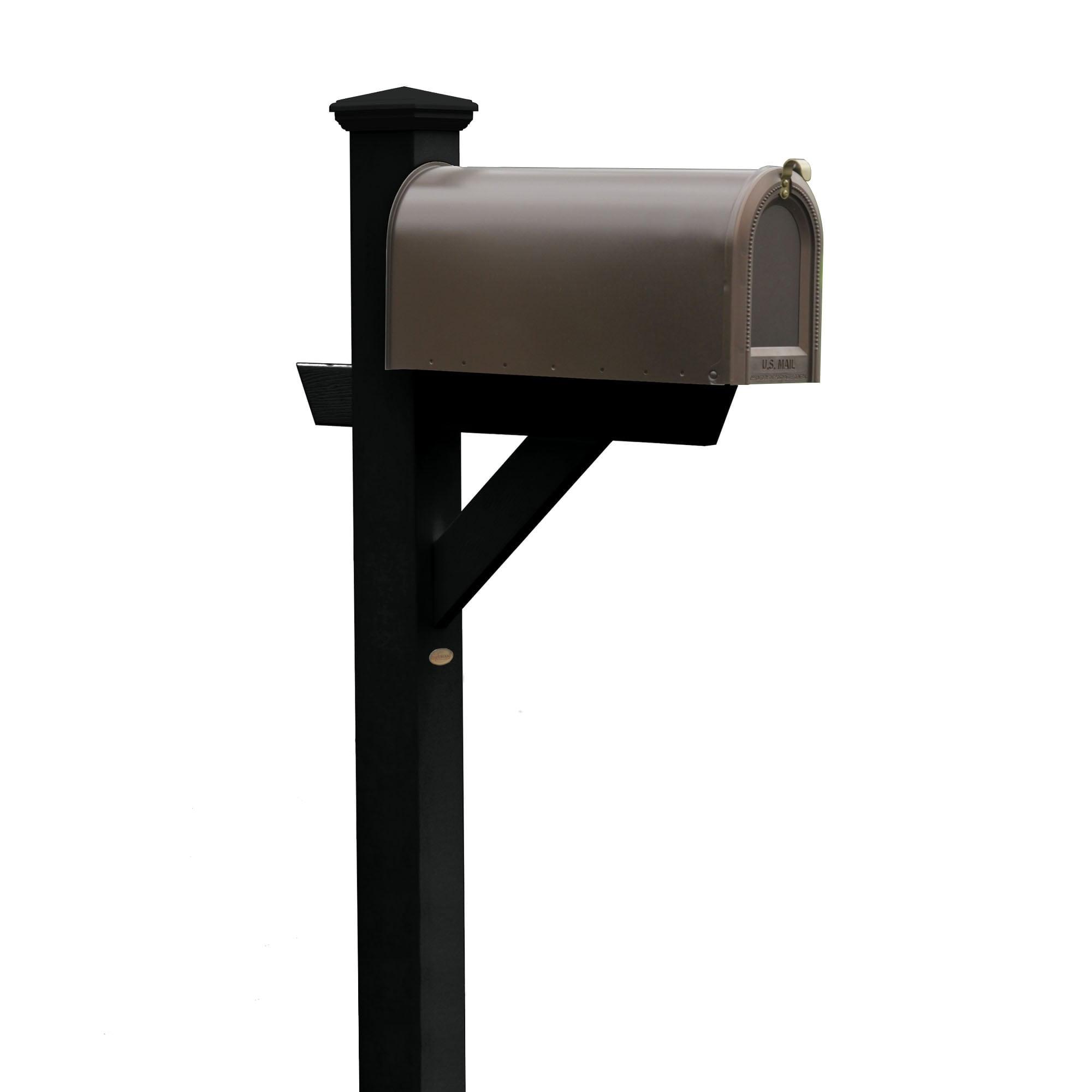 Hazleton Black Recycled Plastic Mailbox Post with Shelf