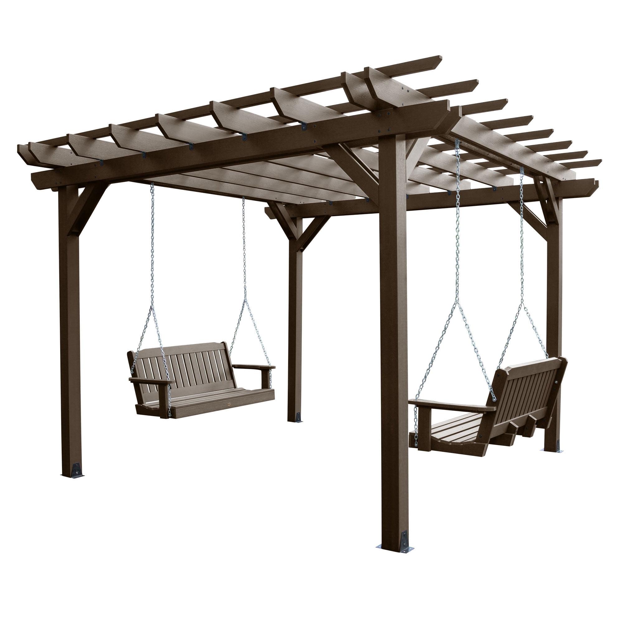 Weathered Acorn 12ft x 12ft Metal Pergola with Swings