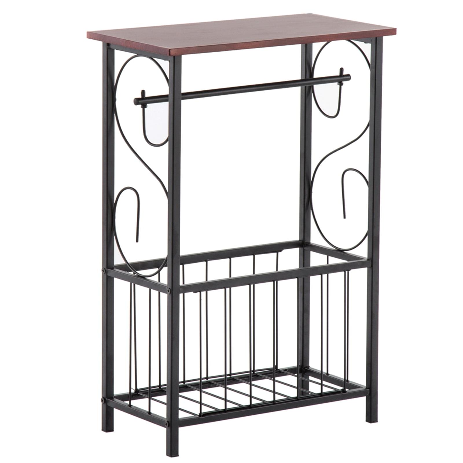 Spaco Side Sofa Narrow Table with Removable Paper Holder for Living Room-Brown, Small Side Table, End Table for Bedroom Living Room