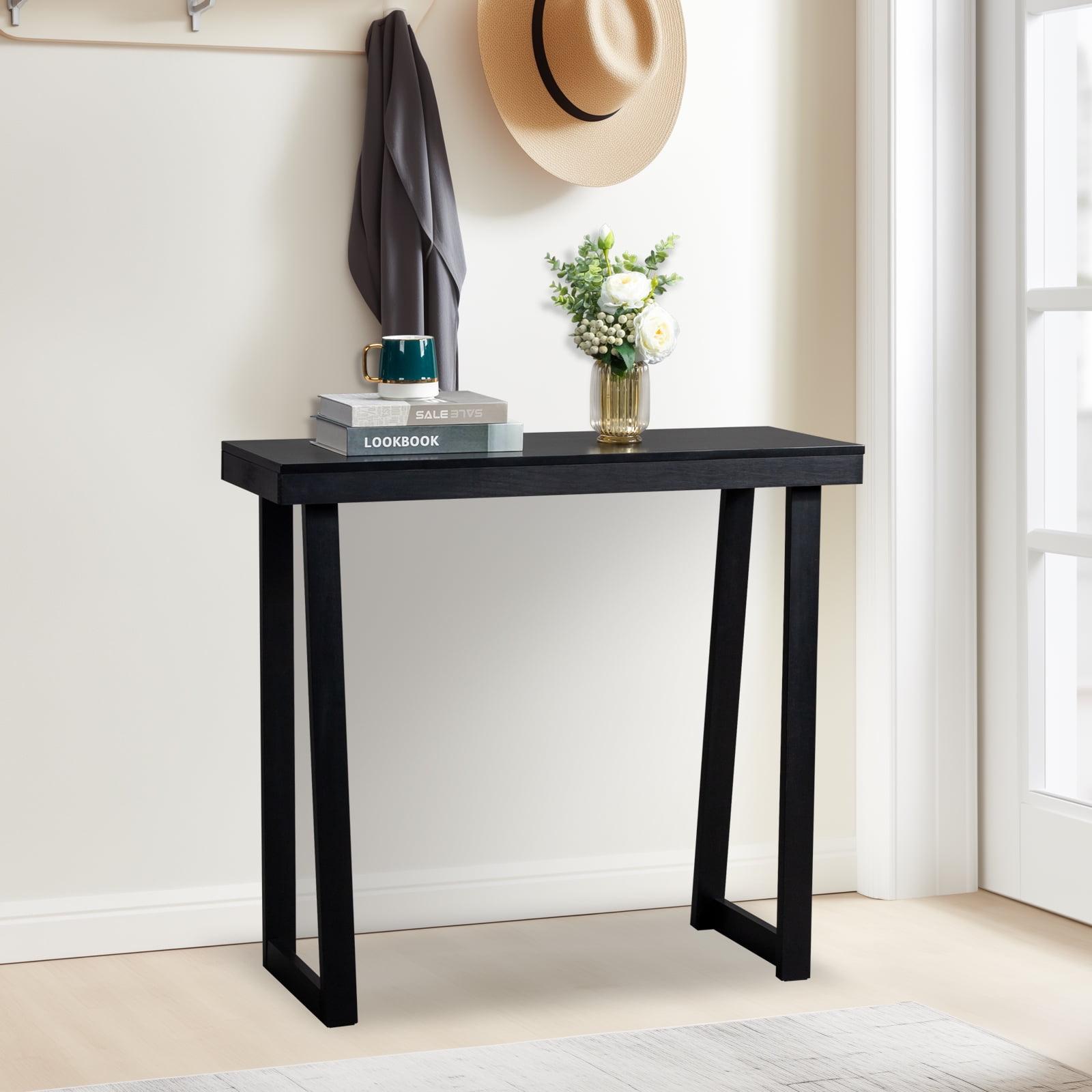 Plank+Beam 36” Solid Wood Console Table, Classic Farmhouse Style Sofa Table, Narrow Entryway Table for Hallway, Black