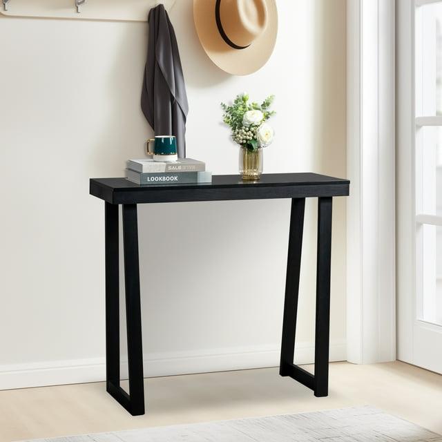 Plank+Beam 36” Solid Wood Console Table, Classic Farmhouse Style Sofa Table, Narrow Entryway Table for Hallway, Black
