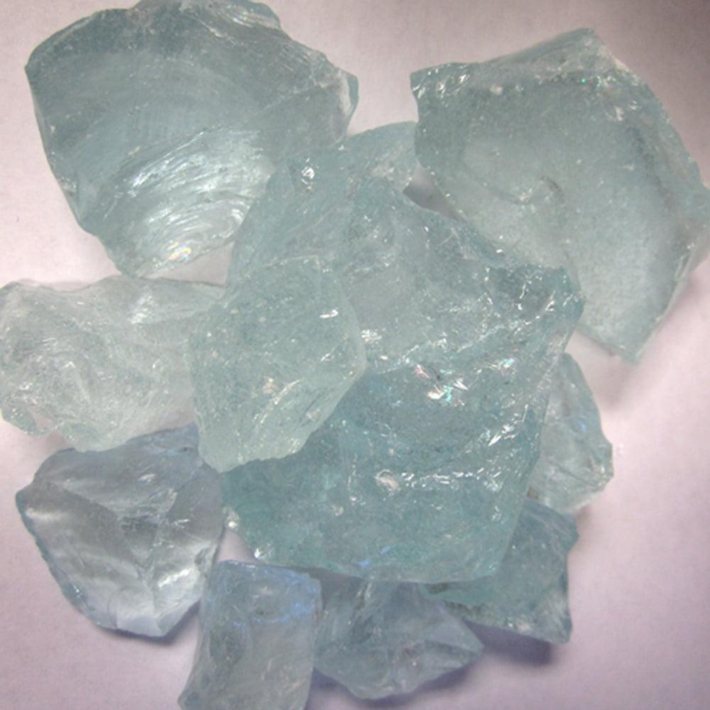 Hiland  20lbs Recycled Fire Pit Fire Glass in Aqua - .25"L x .5"W x .5"H