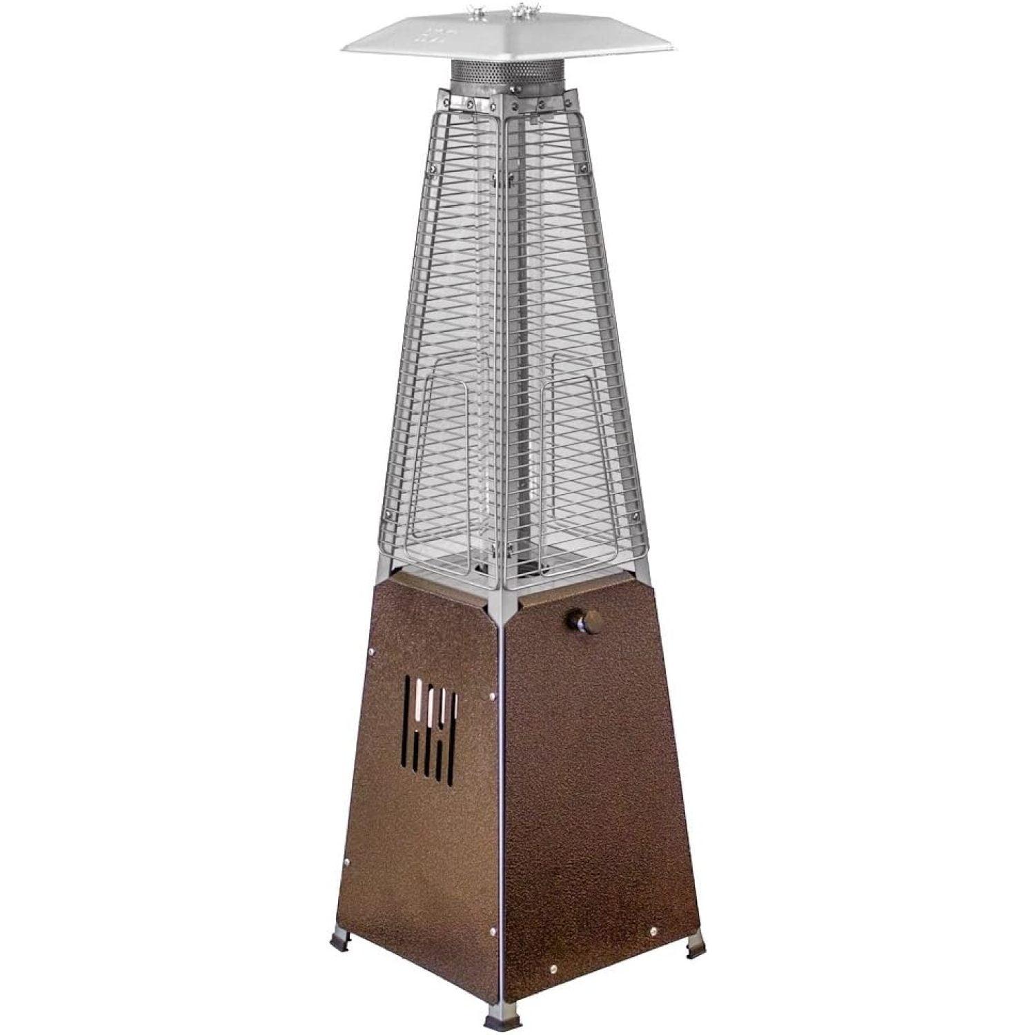 Hiland HLDS032-GTTHG Portable Propane Table Top Pyramid Glass Tube Patio Heater, 9500 BTU, Bronze