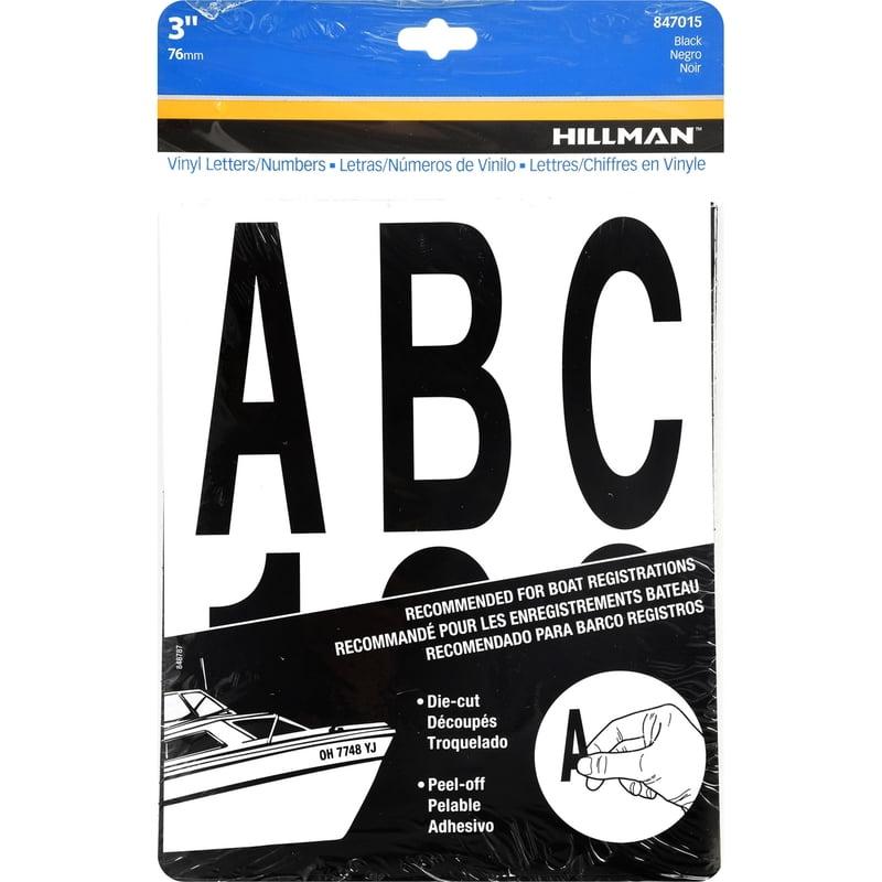 Hillman Group  3 in. Black Glossy Vinyl Die Cut Self Adhesive Letters & Numbers -  6 Piece